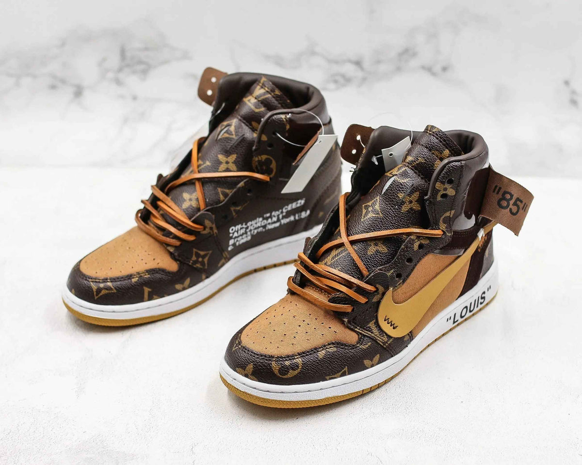 Custom Air Jordan 1 Monogram High Q  With Original Box SneakerNational