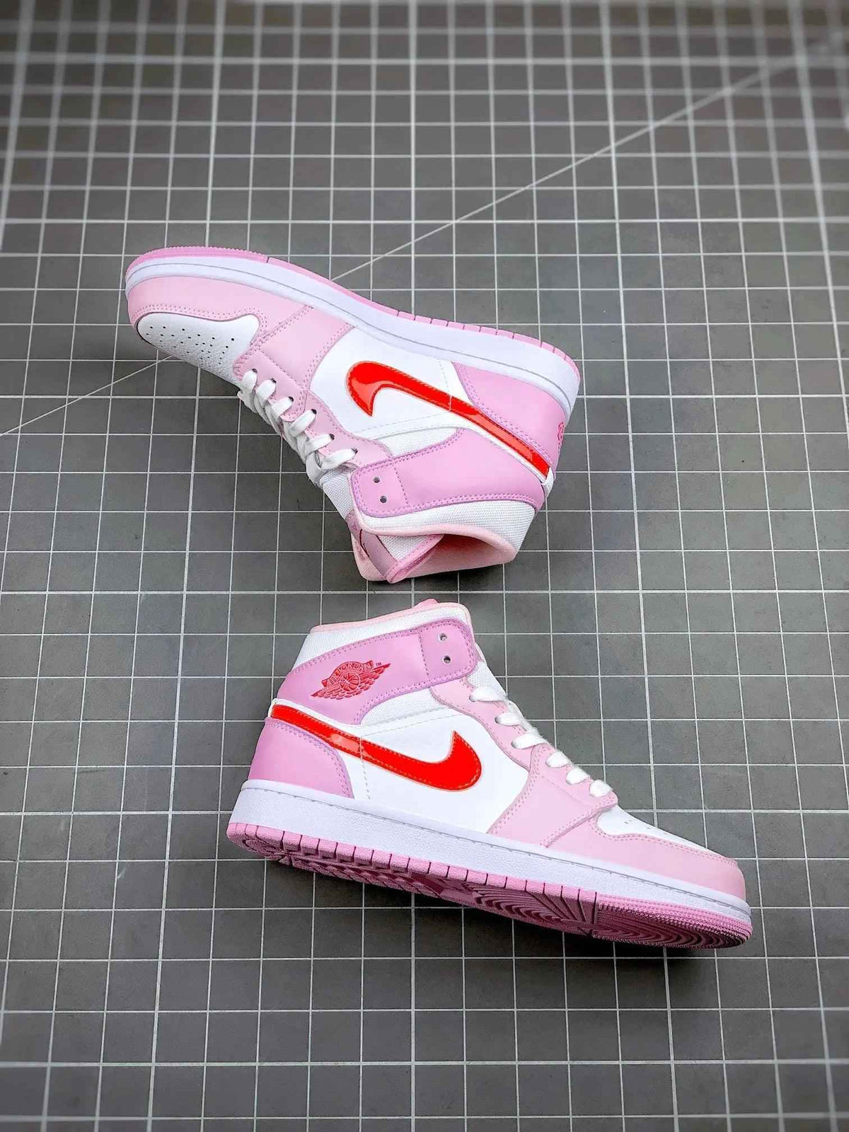Custom Air Jordan 1 MID Pink Purple Valentine's Day SneakerNational