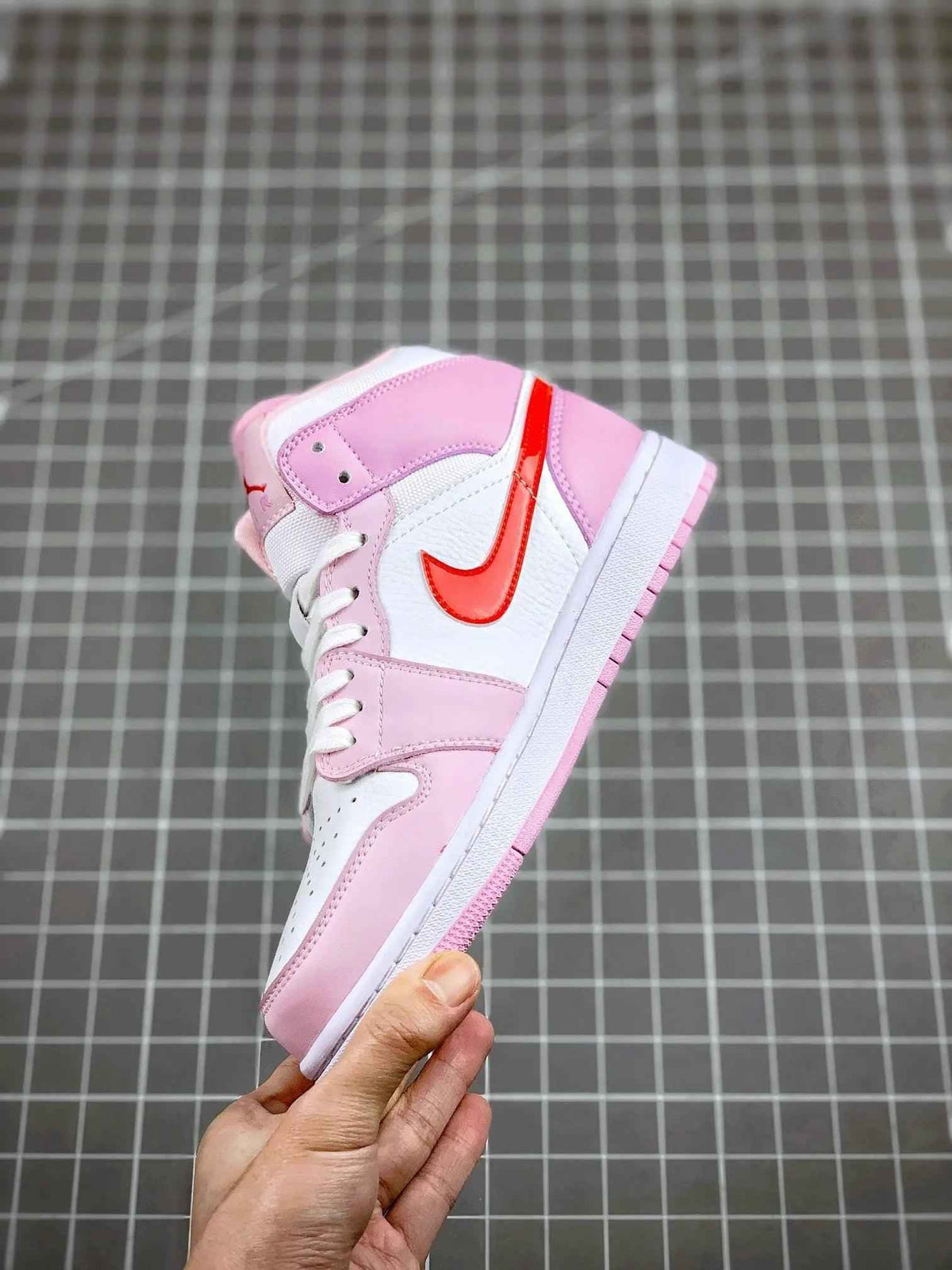 Custom Air Jordan 1 MID Pink Purple Valentine's Day SneakerNational