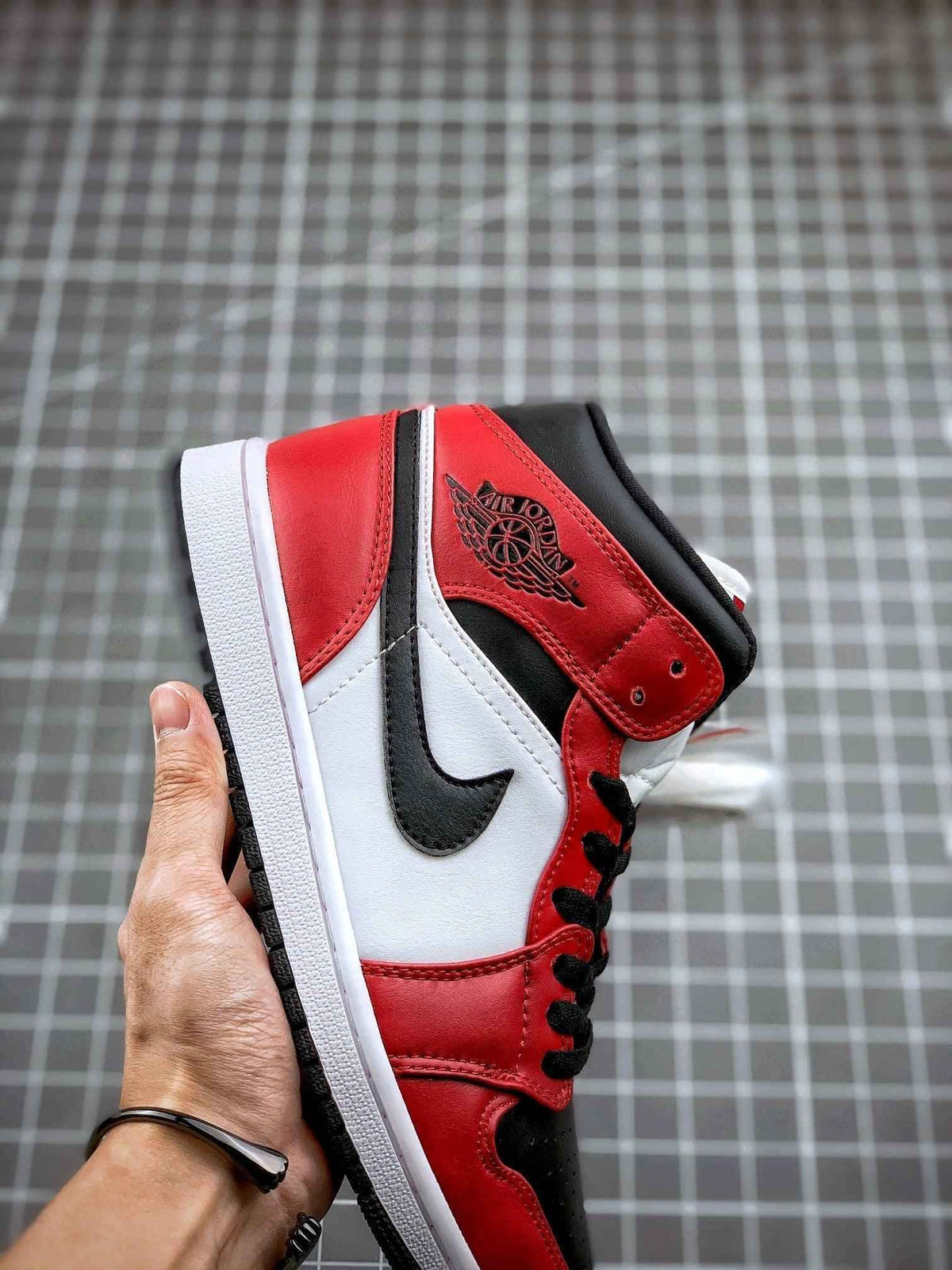 Custom Air Jordan 1 Mid Gym Red Sneakers - Stylish Athletic Footwear in Custom Air Jordan Mid Gym Red SneakerNational