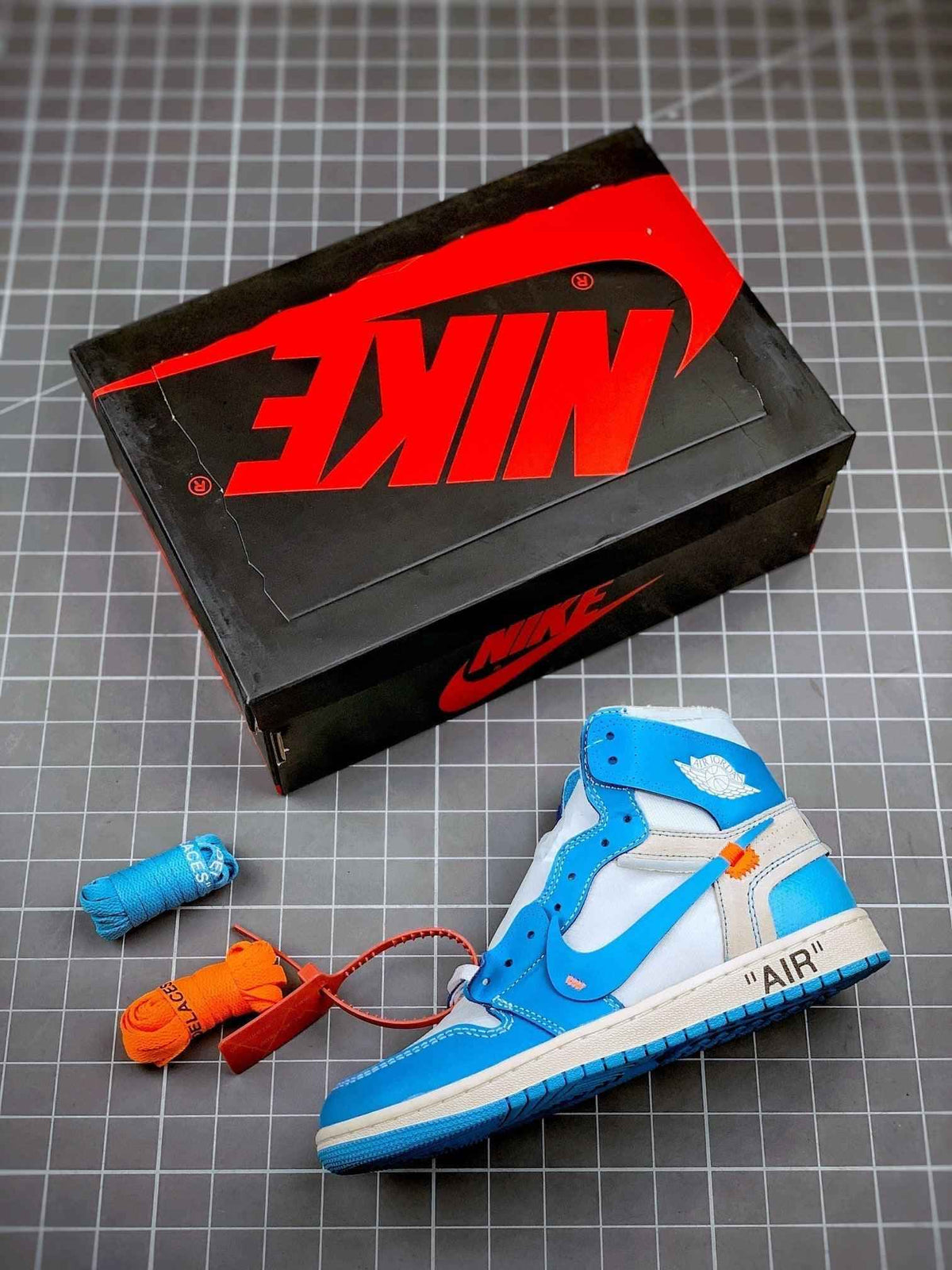Custom Air Jordan 1 Retro High OG 'UNC' University Blue x OFF-W SneakerNational
