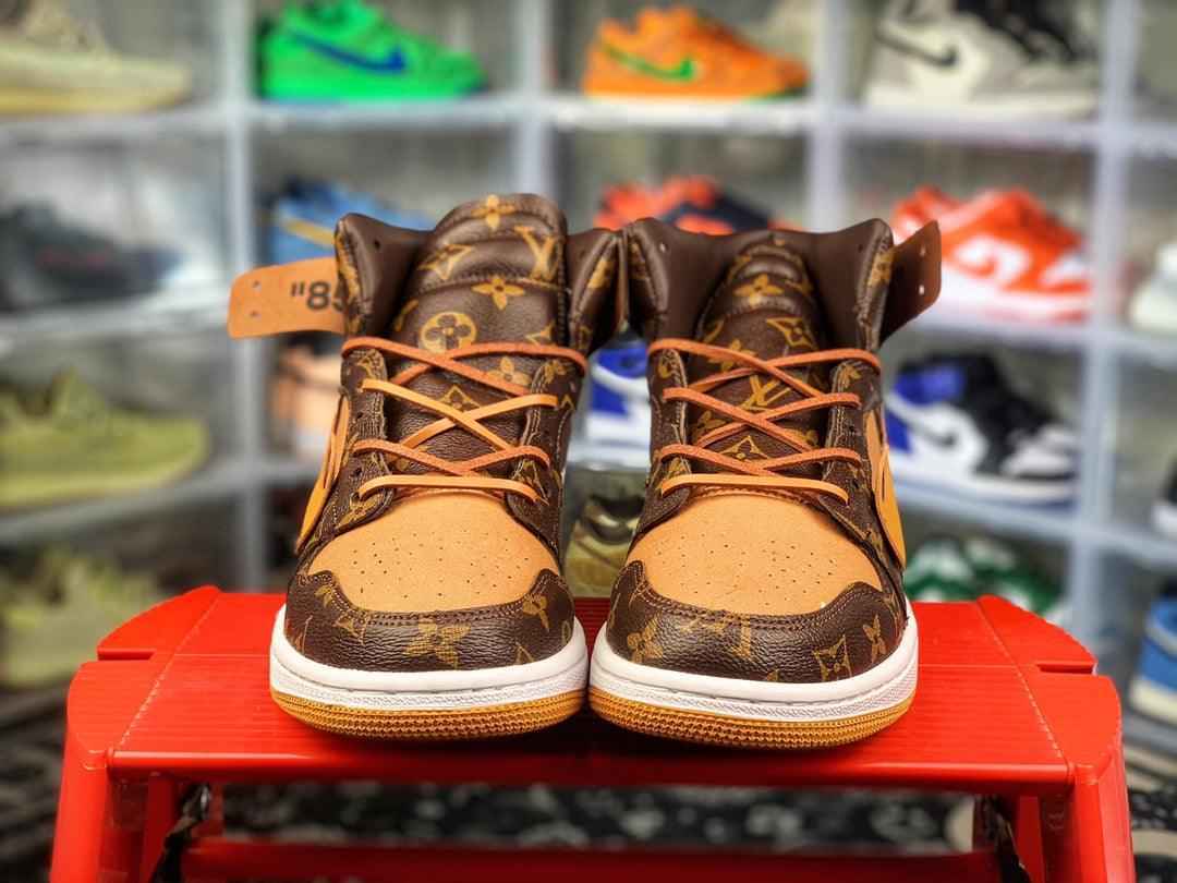 Custom Air Jordan 1 Virgil Abloh x Monogram x OFF WHITE Sneakers SneakerNational