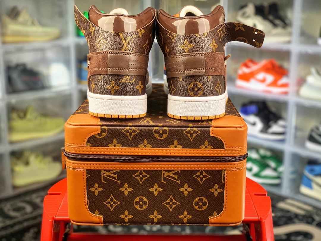 Custom Air Jordan 1 Virgil Abloh x Monogram x OFF WHITE Sneakers SneakerNational