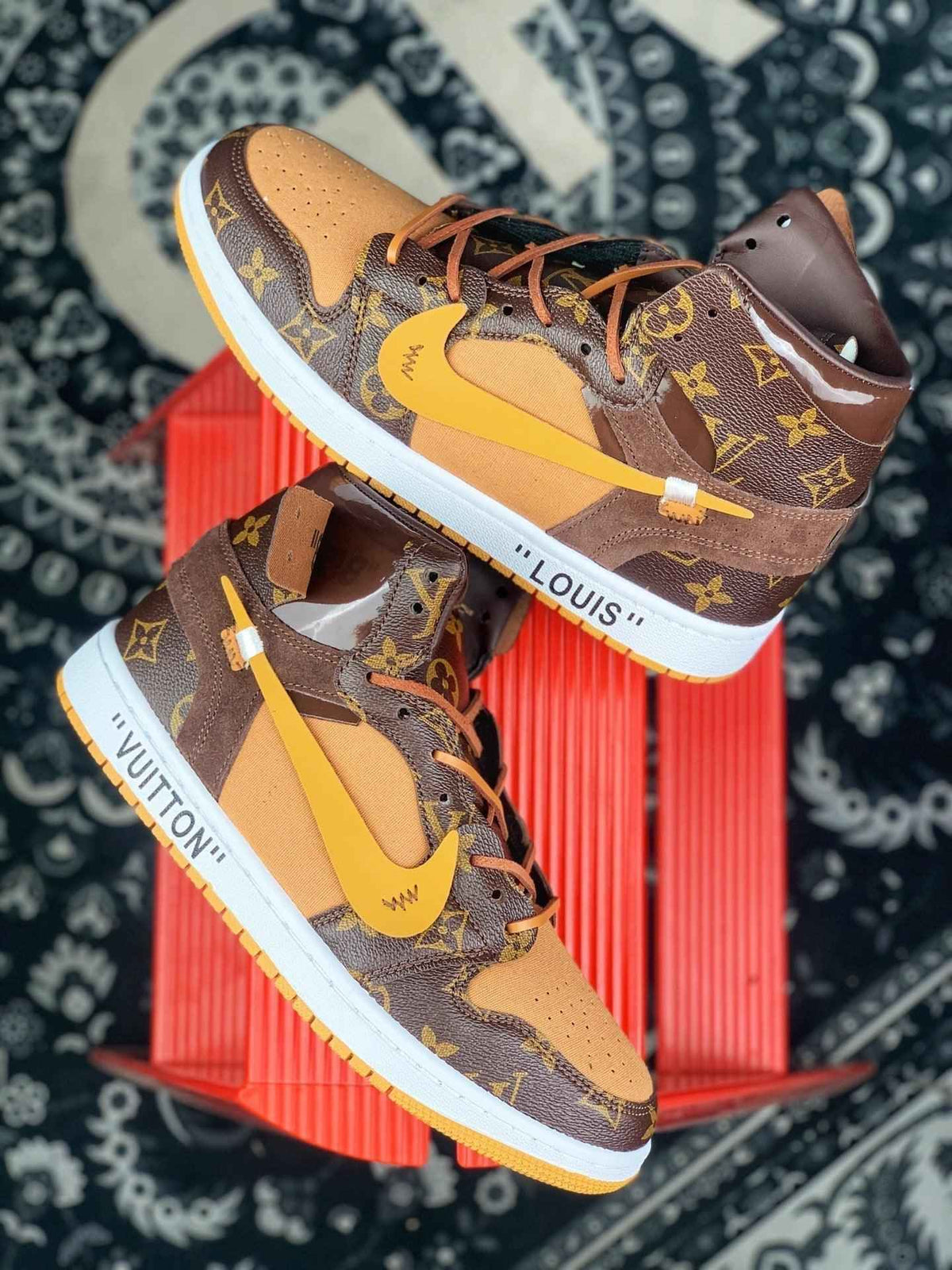 Custom Air Jordan 1 Virgil Abloh x Monogram x OFF WHITE Sneakers