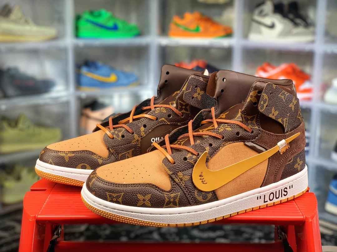 Custom Air Jordan 1 Virgil Abloh x Monogram x OFF WHITE Sneakers
