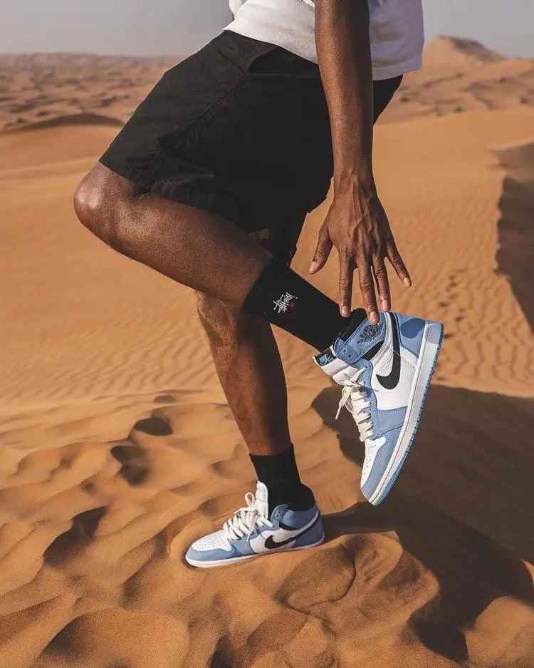 Custom Blue Black White Jordan 1 High Q SneakerNational