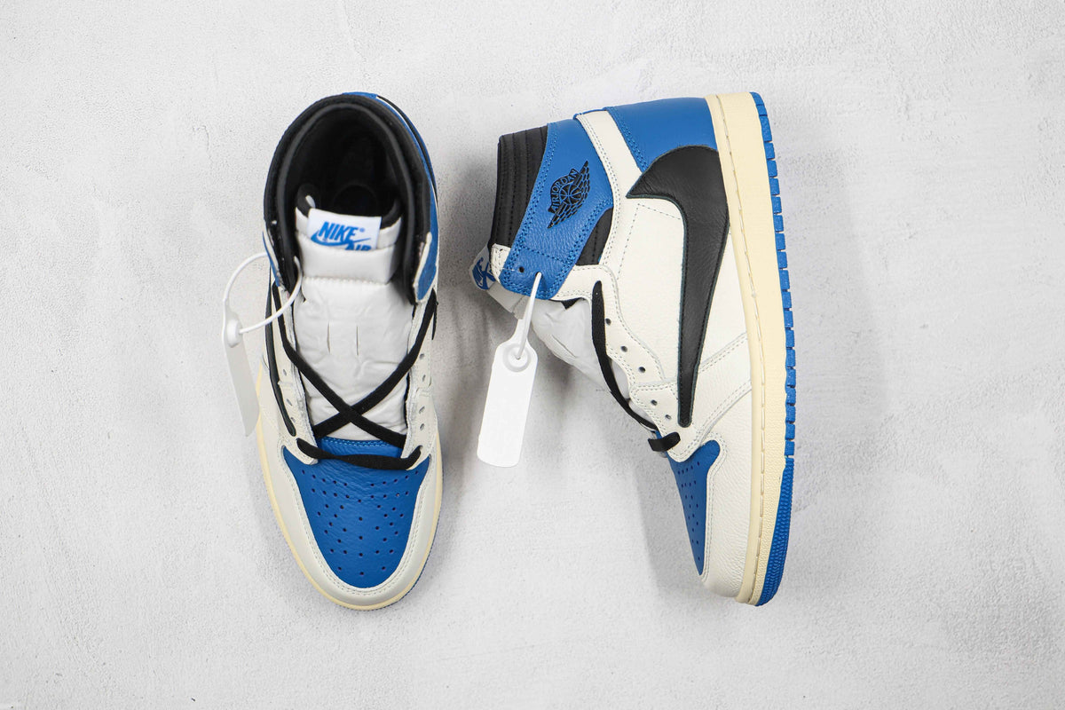 Custom Blue T-Scott x Fragment Air Jordan 1 High Q - Limited Edition Sneakers