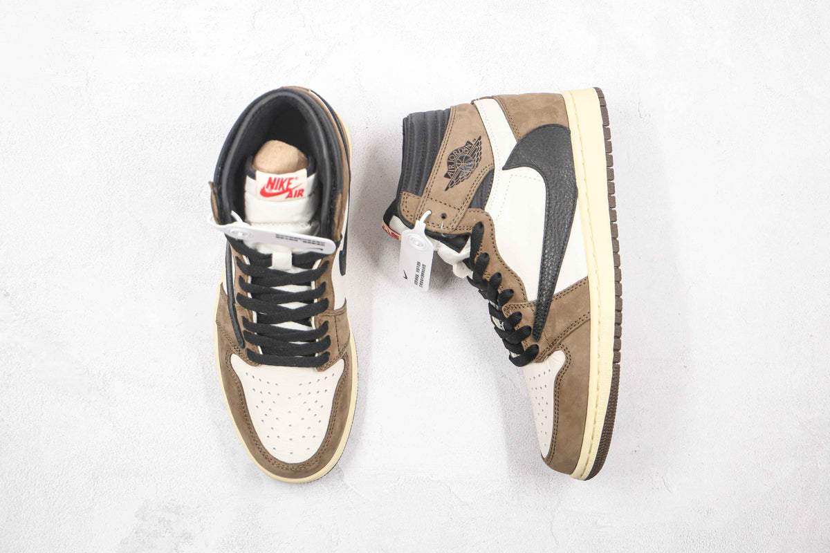 Custom Brown T-Scott x Fragment x Air Jordan 1 High Q ( Customs And Box ), Jordan 1 Sneakers Active CACTUS JACK