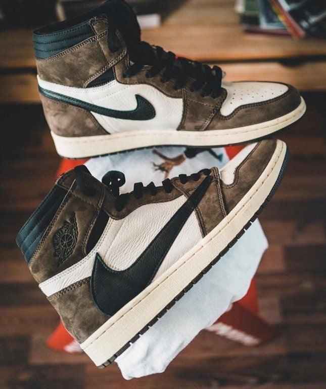 Custom Brown T-Scott x Fragment x Air Jordan 1 High Q ( Customs And Box ), Jordan 1 Sneakers Active CACTUS JACK SneakerNational