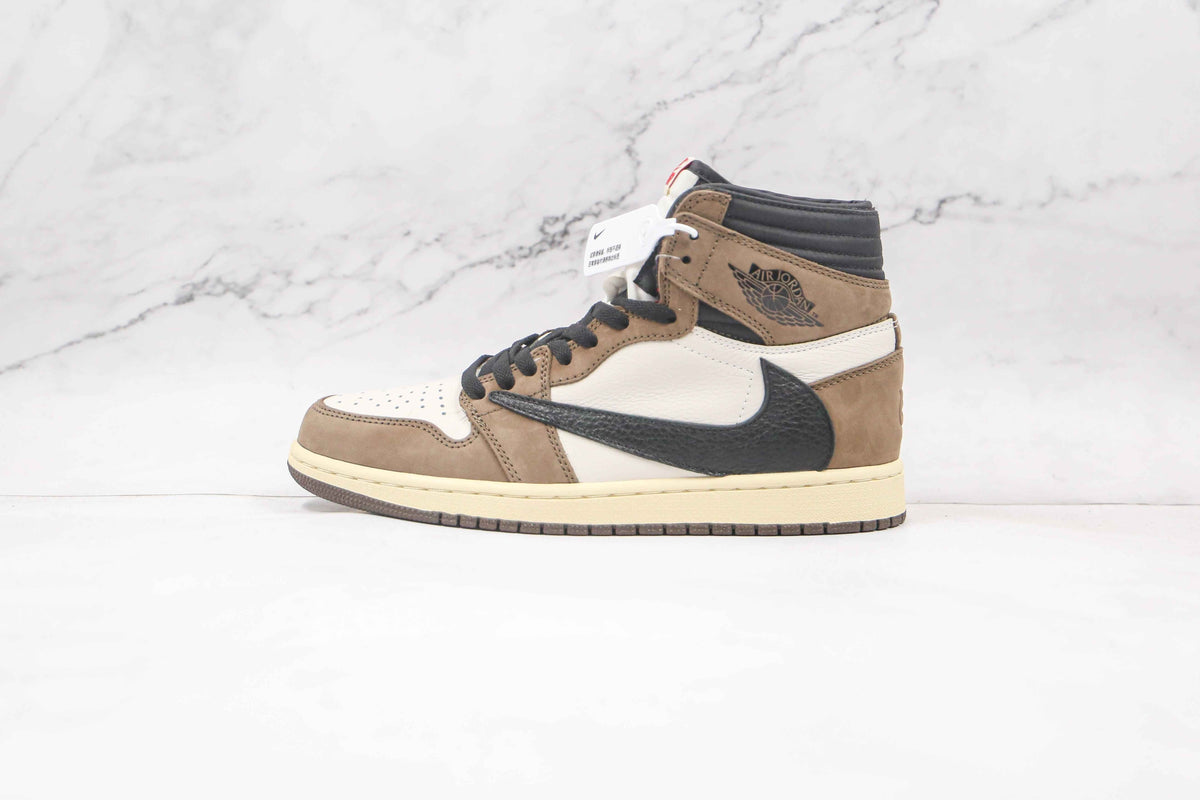 Custom Brown T-Scott x Fragment x Air Jordan 1 High Q ( Customs And Box ), Jordan 1 Sneakers Active CACTUS JACK SneakerNational