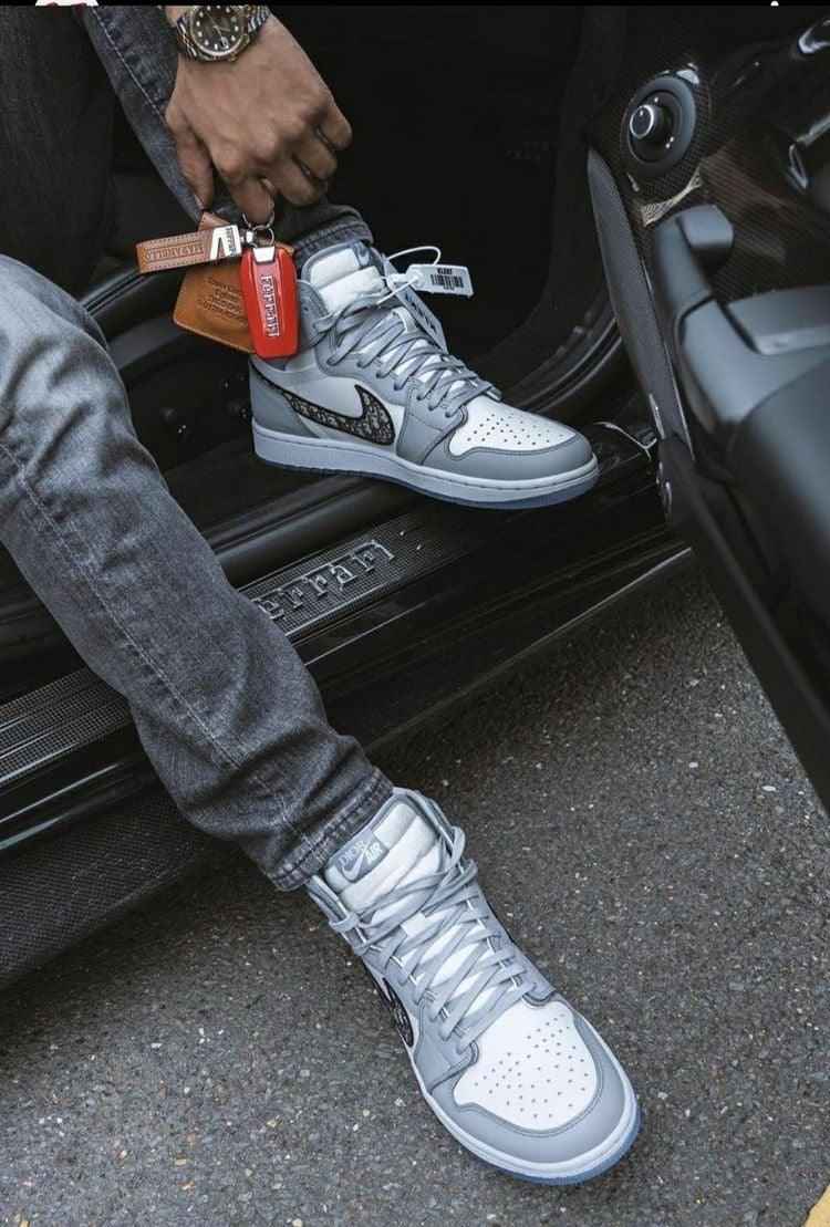 Custom Dior x Air Jordan 1 High OG "Grey"AJ1 High Q SneakerNational