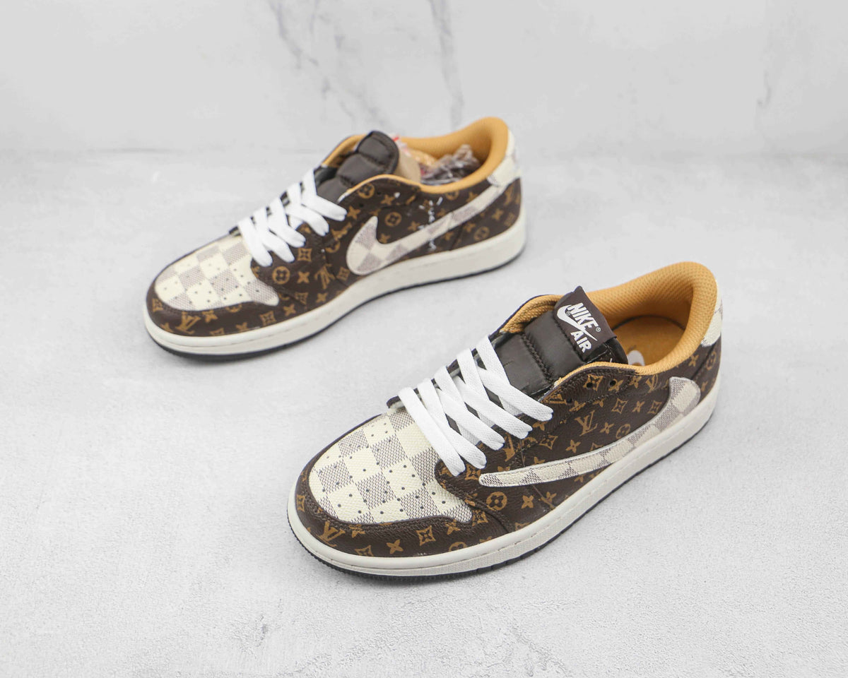 Custom Fragment x Travis Scott x Air Jordan 1 Low LV DM7866 216 SneakerNational