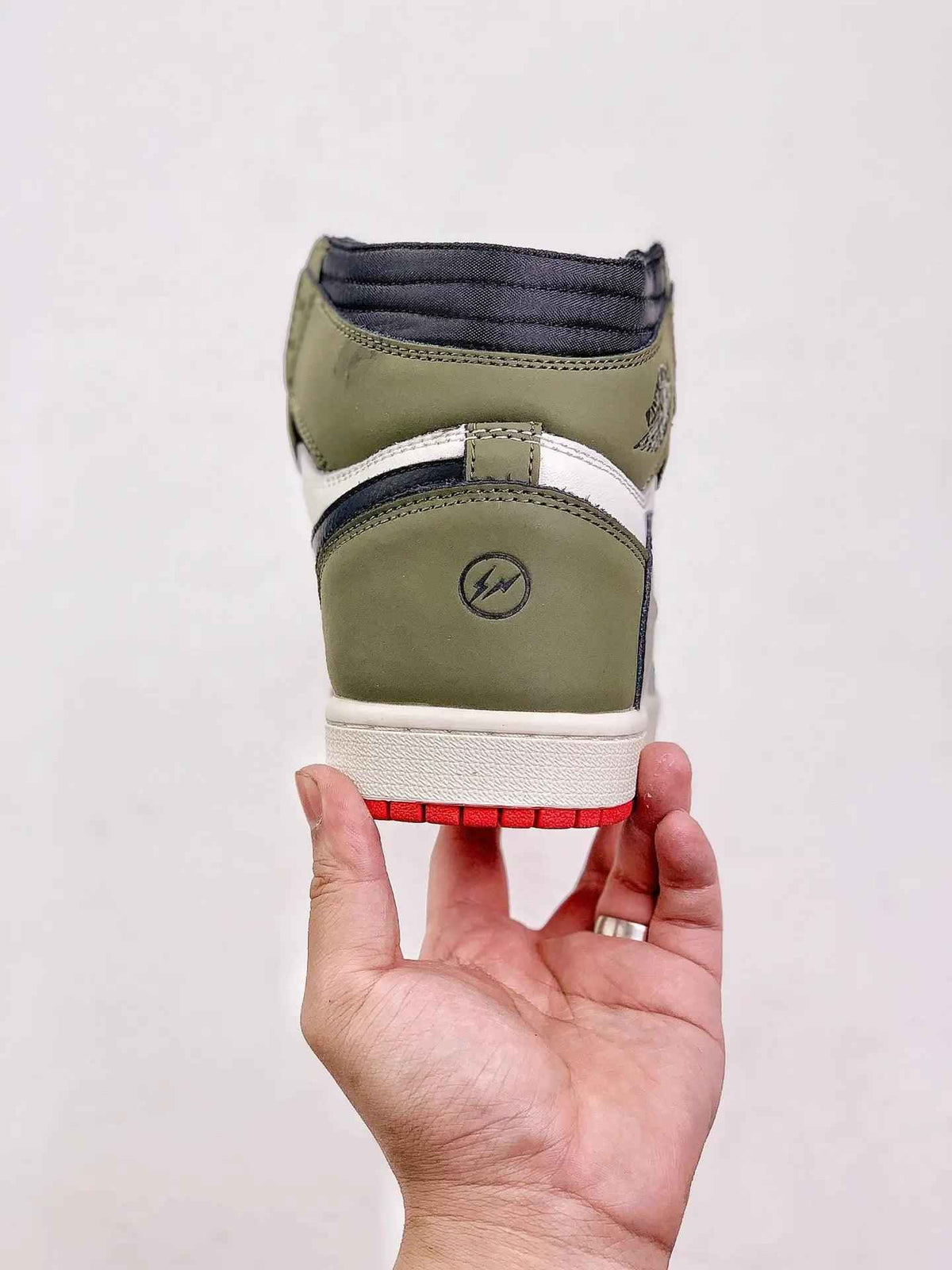 Custom GREEN T-Scott Fragment x Air Jordan 1 High Q Sneakers - Cactus Jack Style with Custom Box SneakerNational