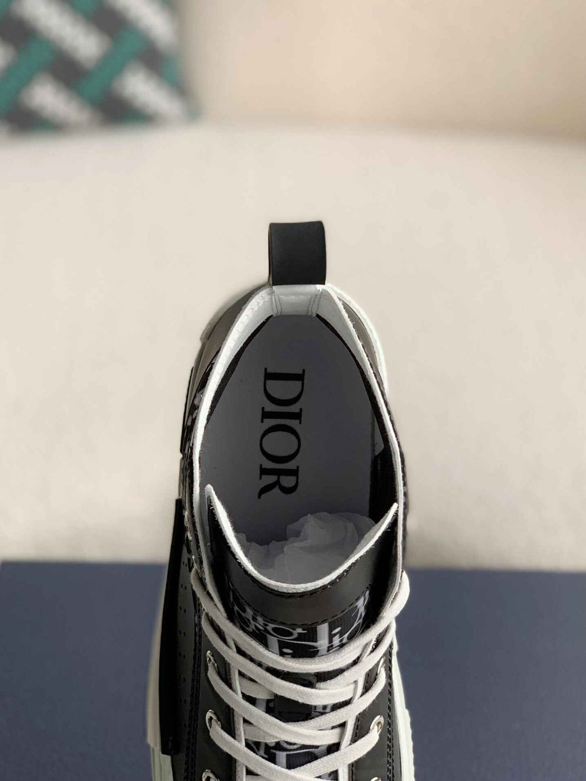 Dior B23 High-Top Sneaker in Black & White Dior Oblique Canvas CUSTOM