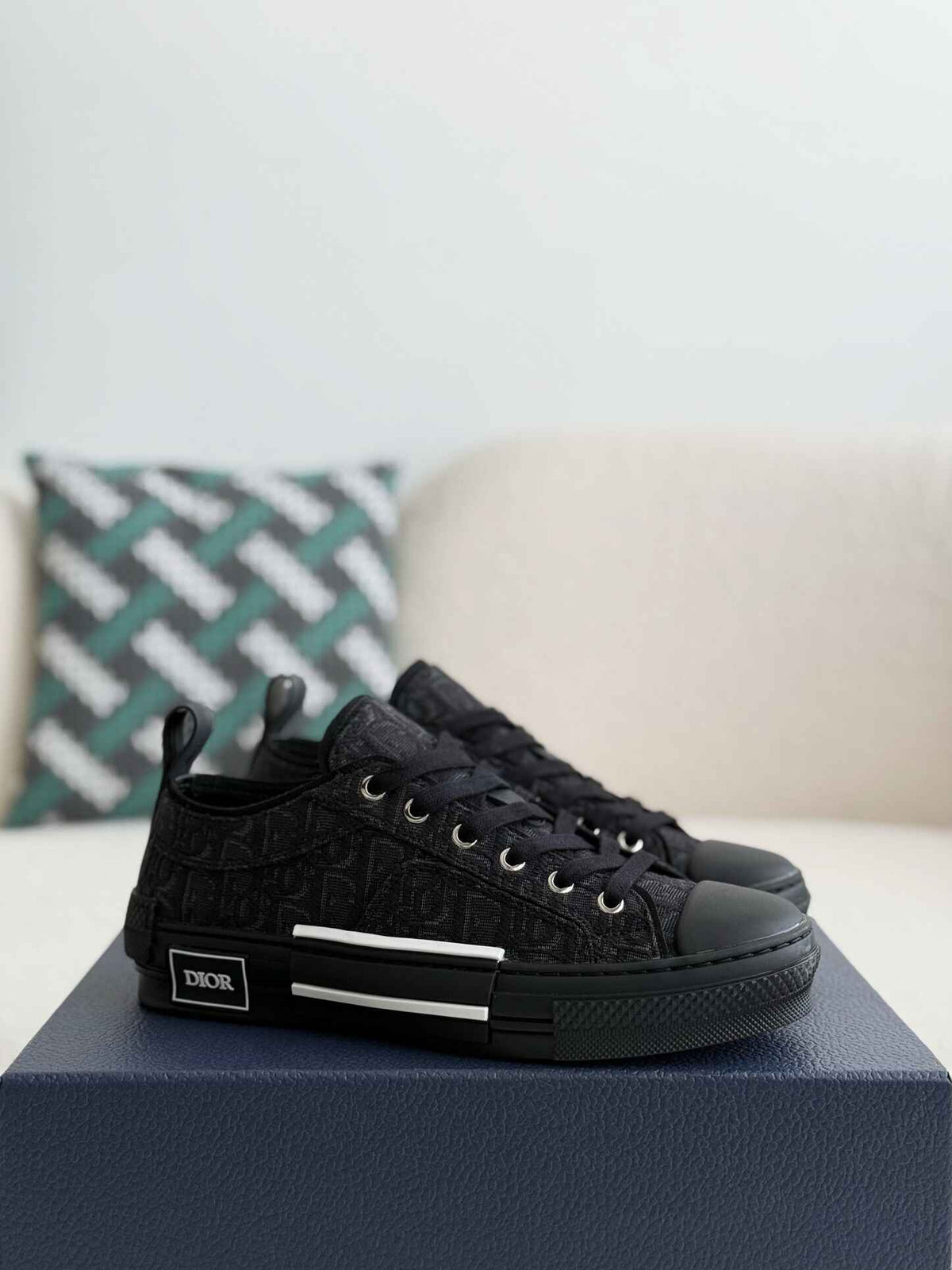 Dior B23 Low-Top Sneaker in Black Dior Oblique Jacquard (Black Sole Version) CUSTOM