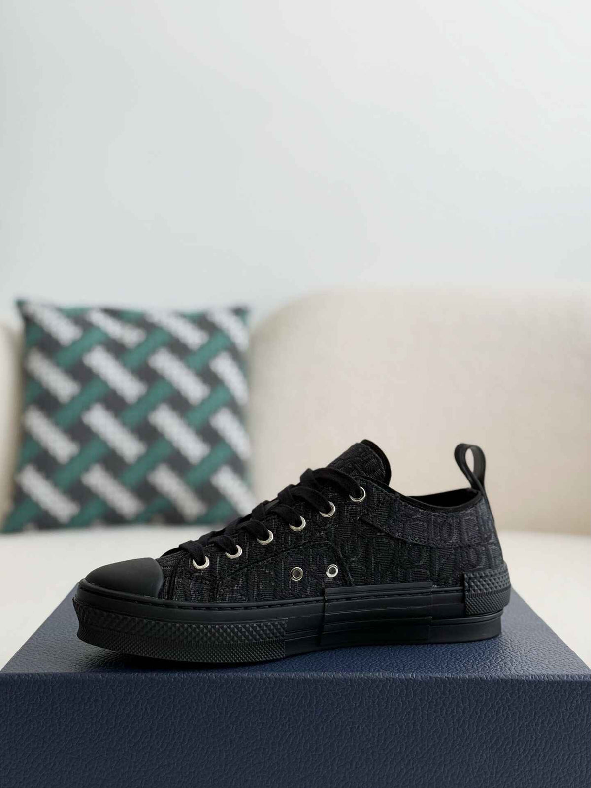 Dior B23 Low-Top Sneaker in Black Dior Oblique Jacquard (Black Sole Version) CUSTOM
