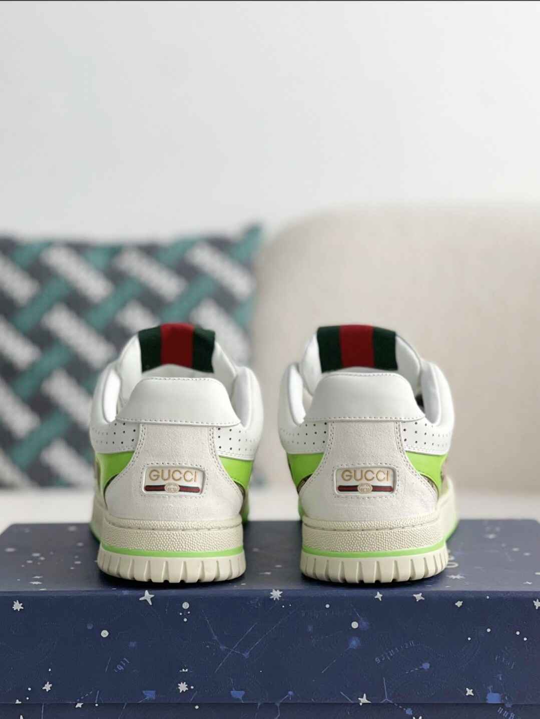 Gucci Mac80 Sneaker – White, Neon Green & GG Supreme Canvas