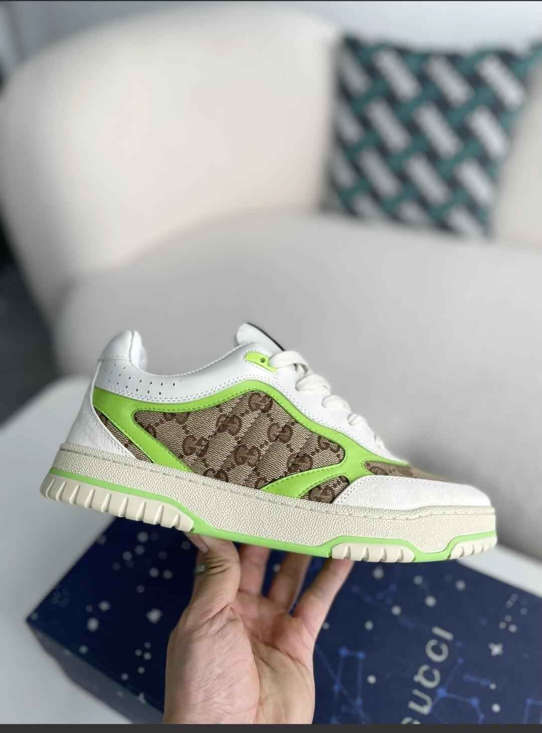 Gucci Mac80 Sneaker – White, Neon Green & GG Supreme Canvas
