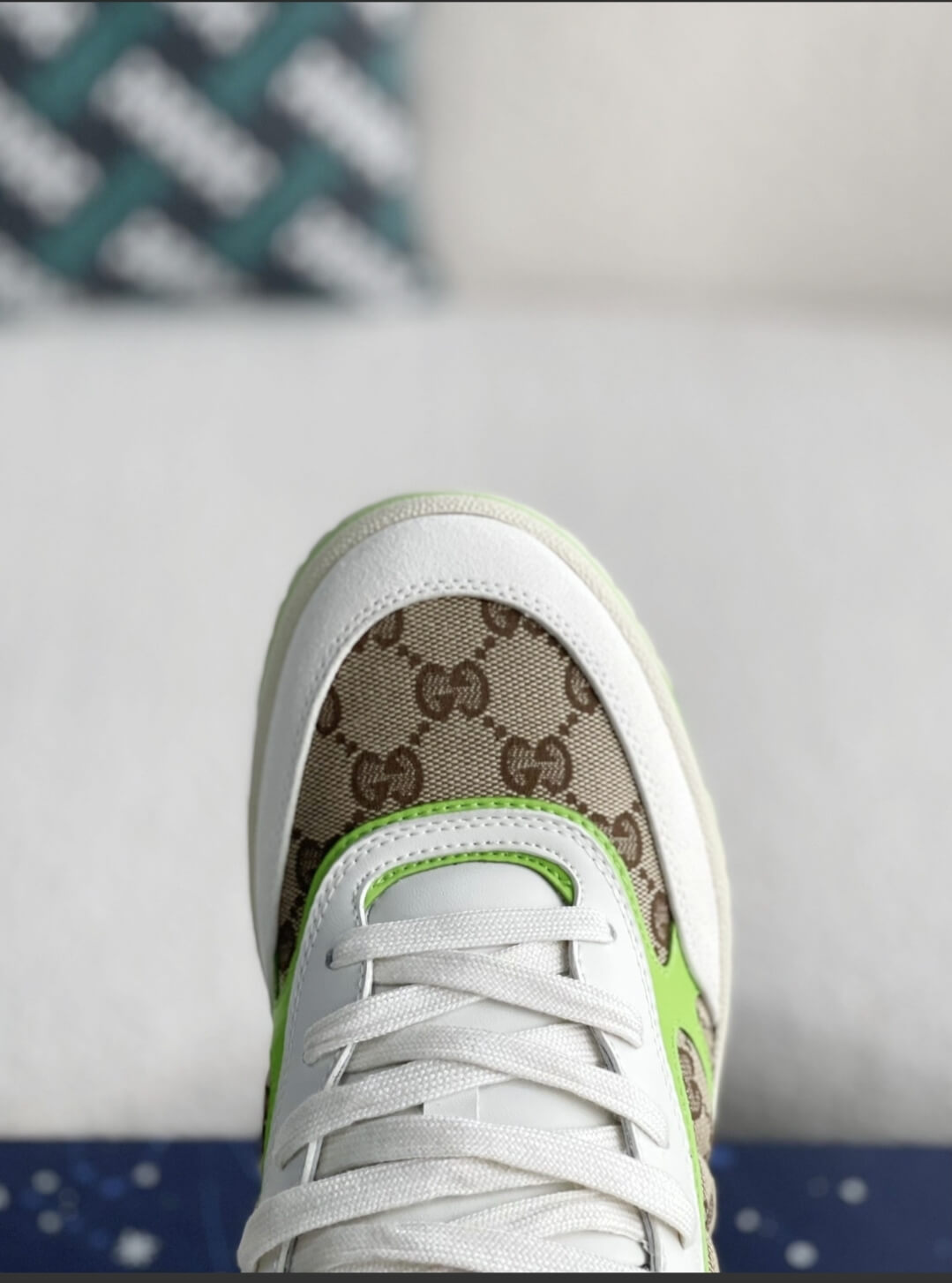 Gucci Mac80 Sneaker – White, Neon Green & GG Supreme Canvas CUSTOM