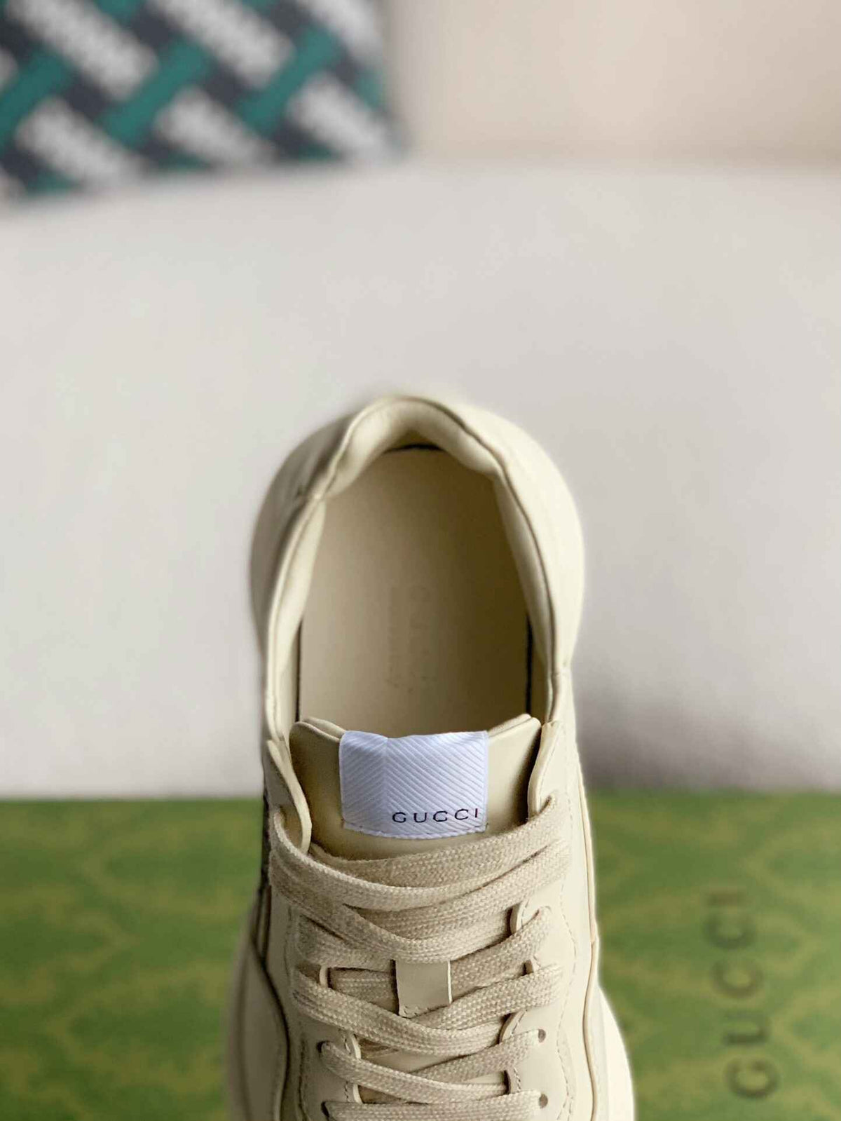 Gucci Rhyton Sneaker – Ivory Leather with Baby Dragon Print CUSTOM