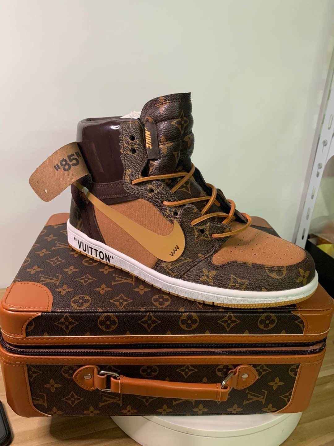 Custom Air Jordan 1 x LV Logo SneakerNational