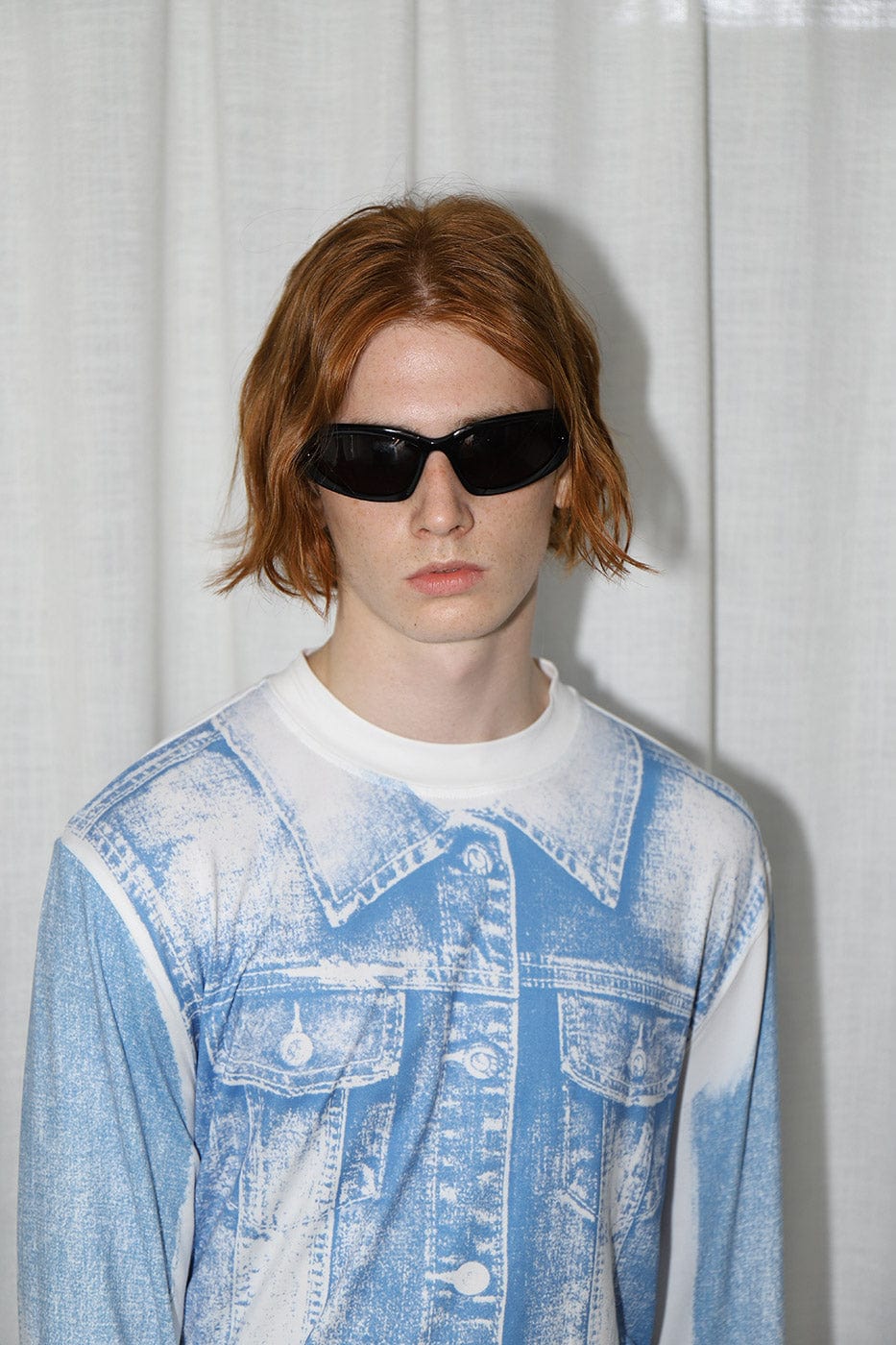 Denim Print Long Sleeve Tee - Notkicks