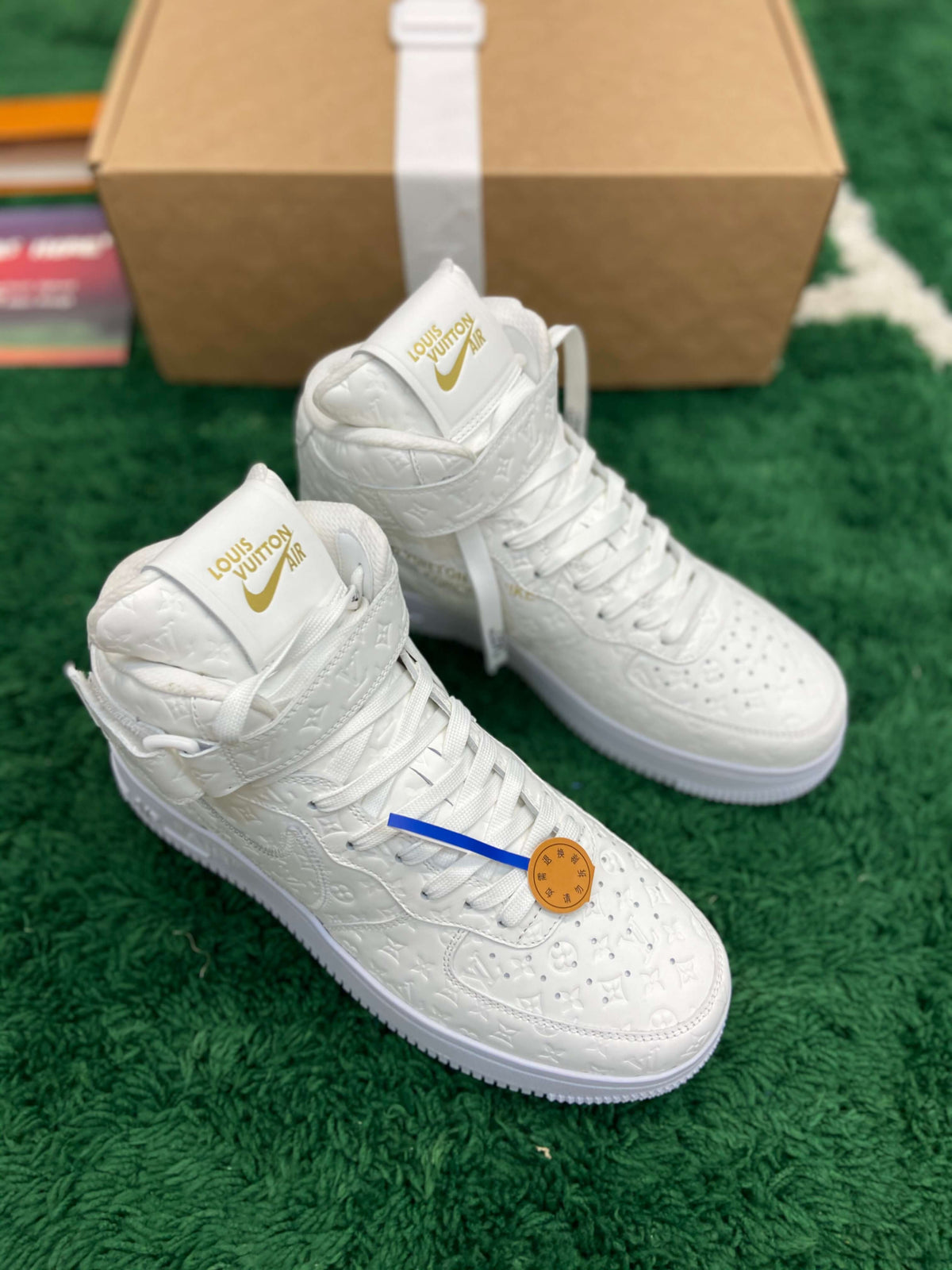 Louis Vuitton x Nike Air Force 1 Mid by Virgil Abloh – Triple White Monogram CUSTOM