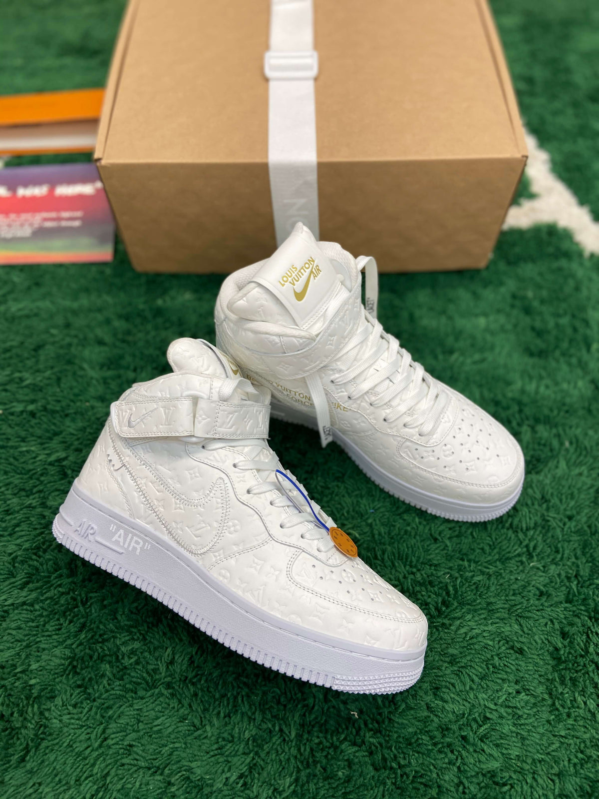 Louis Vuitton x Nike Air Force 1 Mid by Virgil Abloh – Triple White Monogram CUSTOM