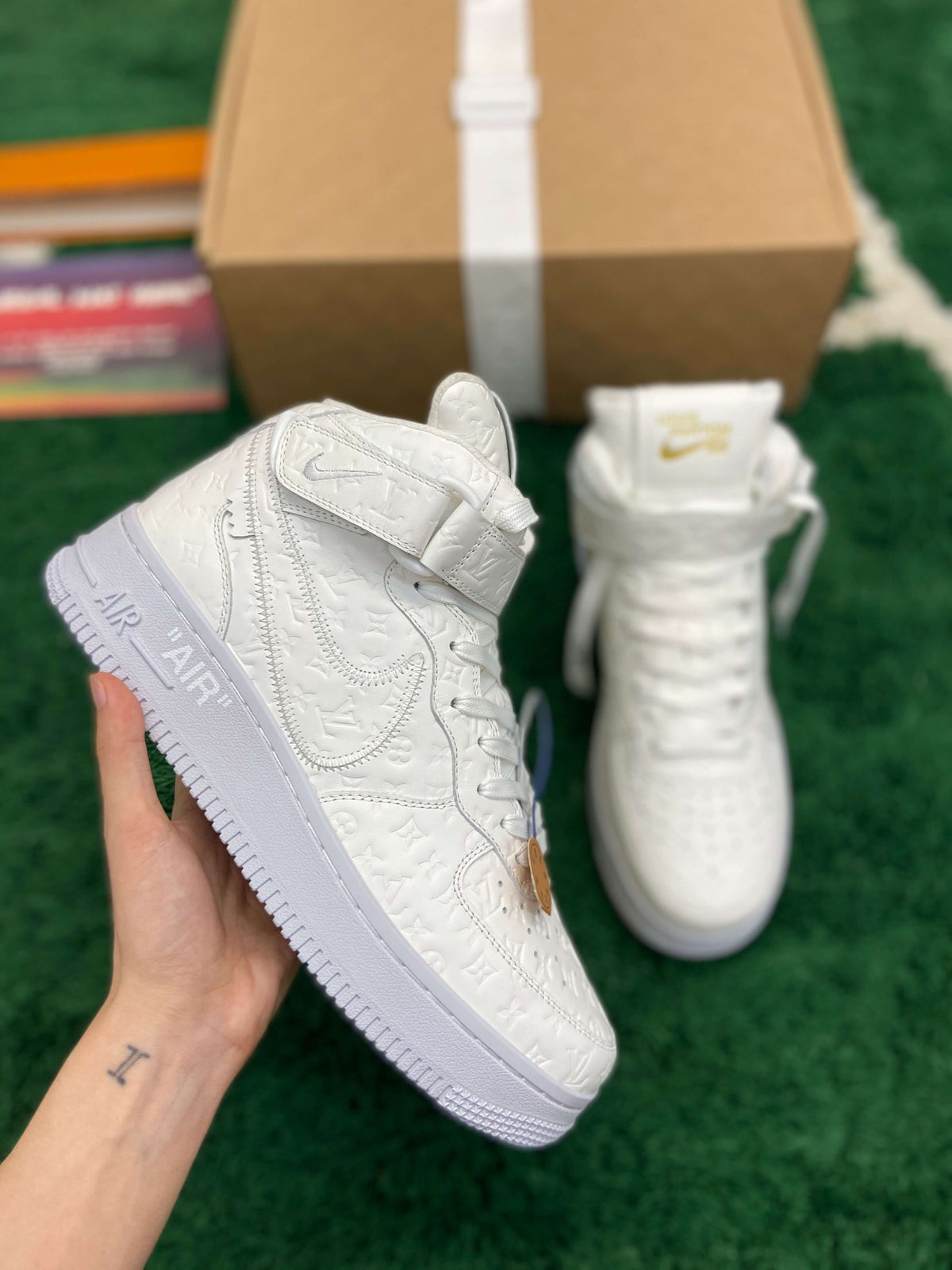 Louis Vuitton x Nike Air Force 1 Mid by Virgil Abloh – Triple White Monogram CUSTOM