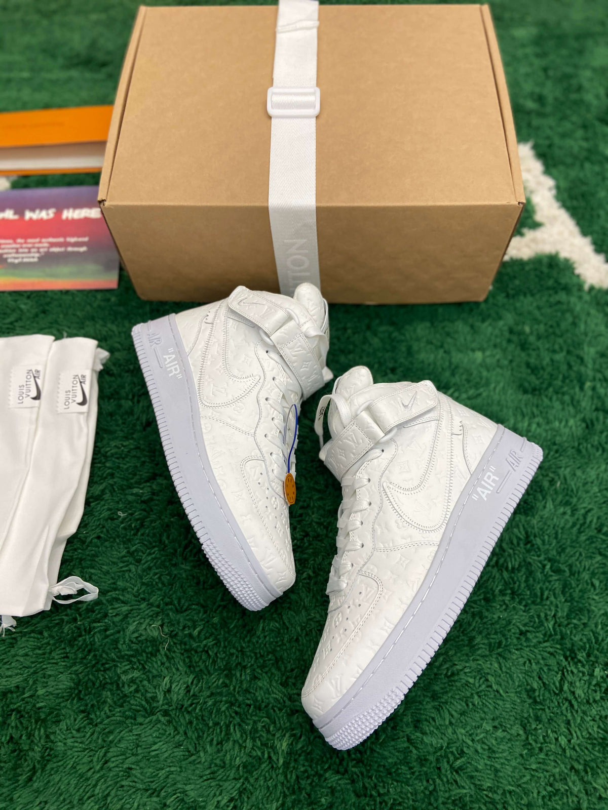 Louis Vuitton x Nike Air Force 1 Mid by Virgil Abloh – Triple White Monogram CUSTOM