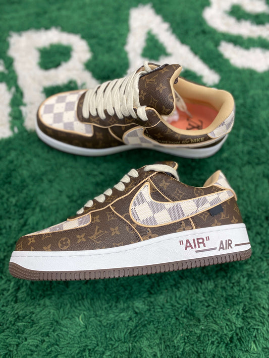Louis Vuitton x Nike Air Force 1 Low by Virgil Abloh – Monogram & Damier Azur CUSTOM