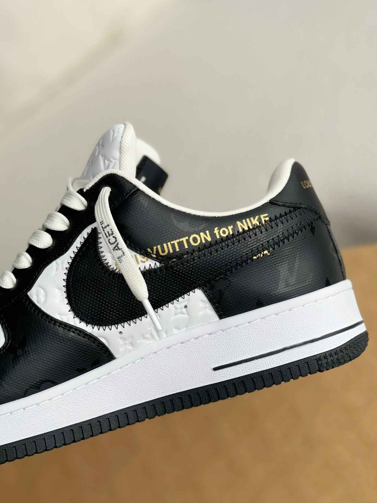 Custom Air Force 1 Low – Black & White Monogram Leather