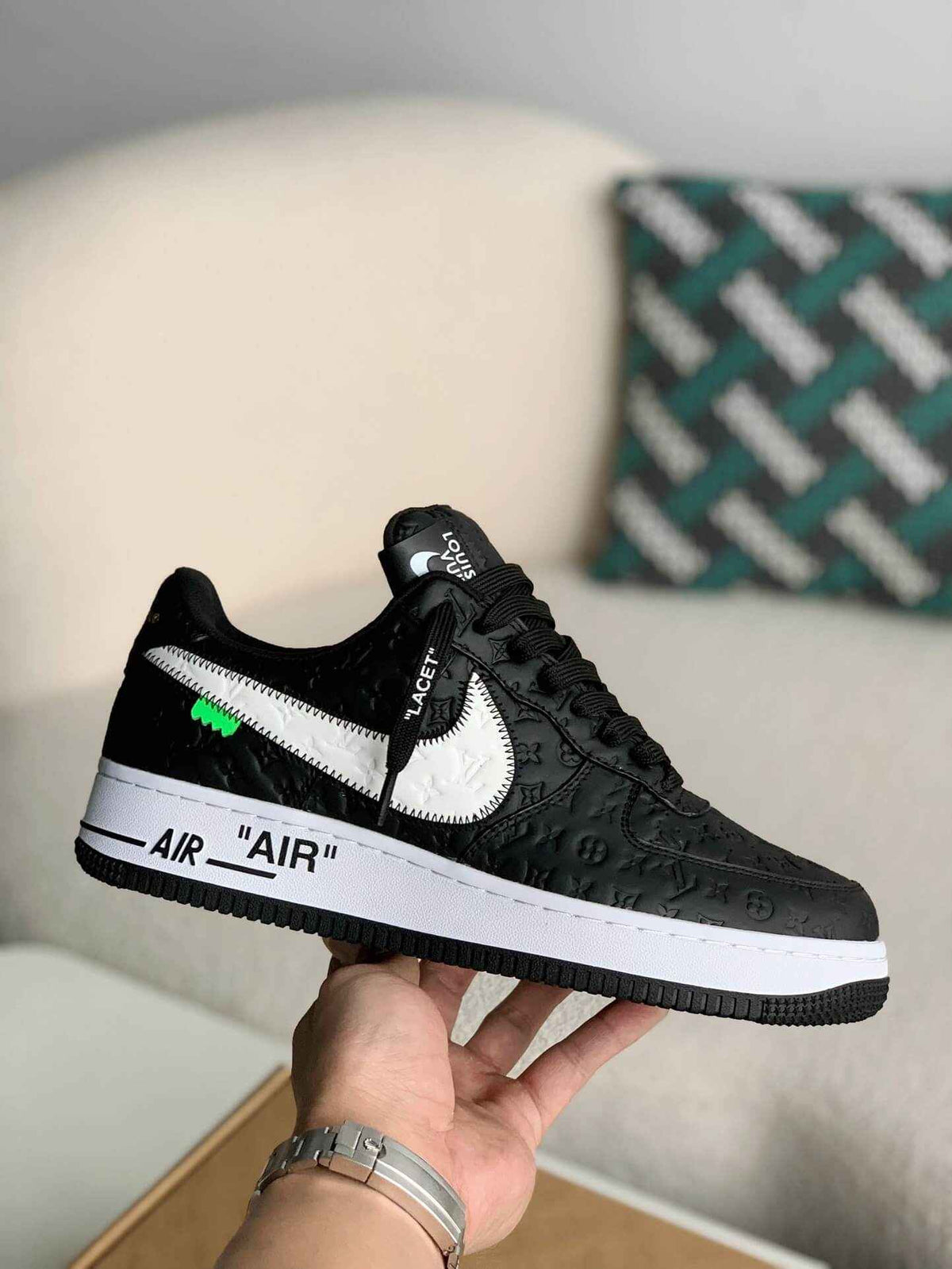 Air Force 1 Low – Black & White Monogram Leather