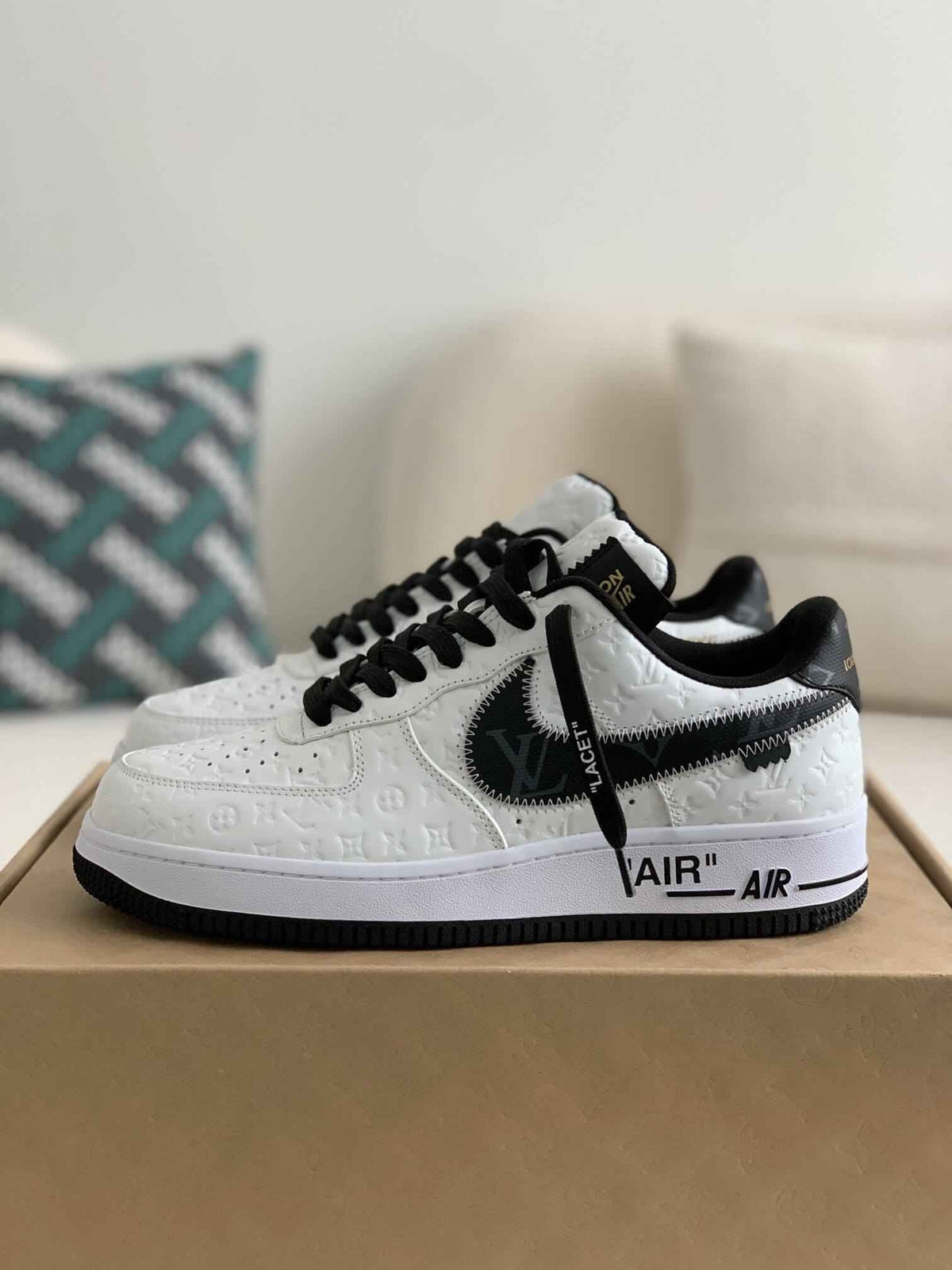 Air Force 1 Low – White & Black Monogram Leather