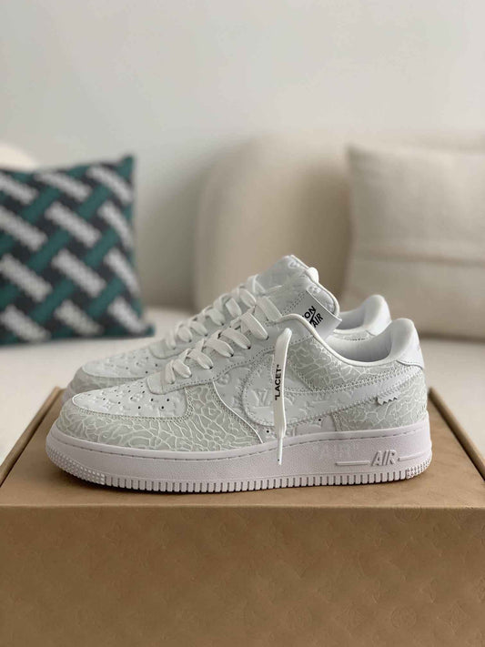 Custom Air Force 1 Low – White Monogram Leather (Triple White)