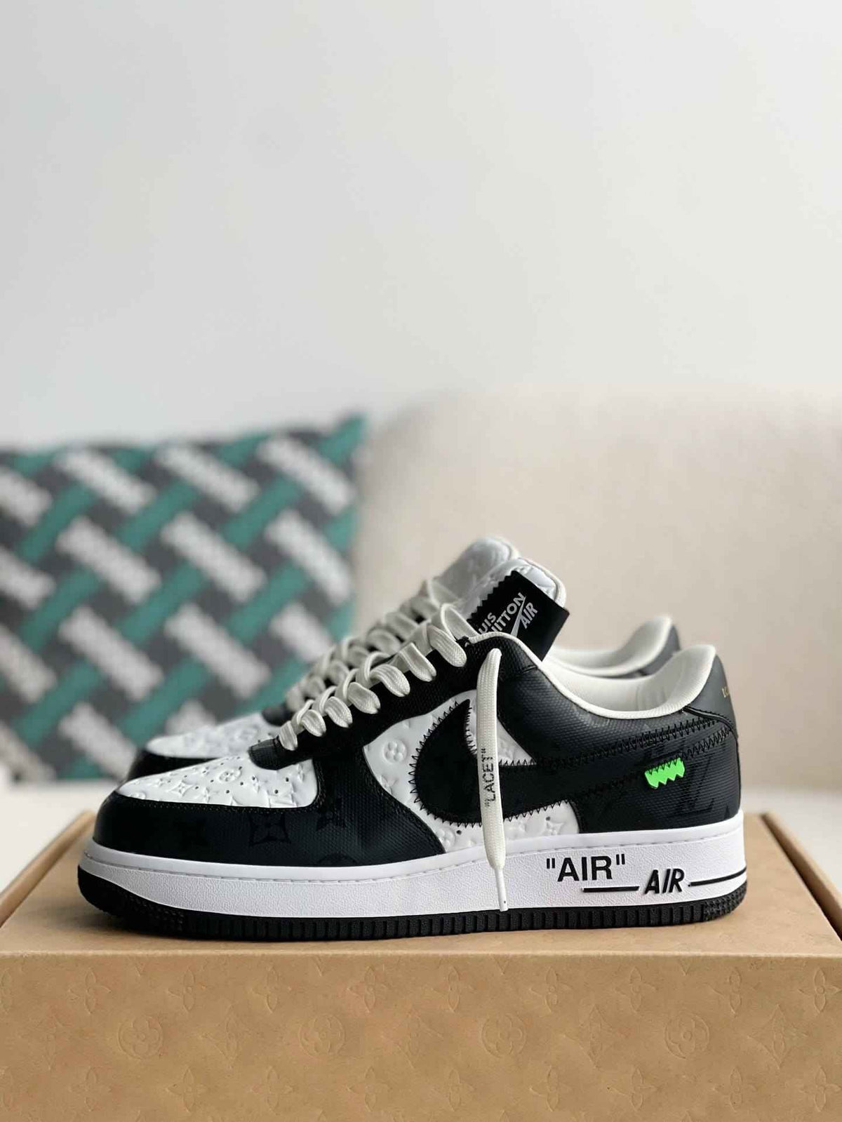 Custom Air Force 1 Low – Black & White Monogram Leather