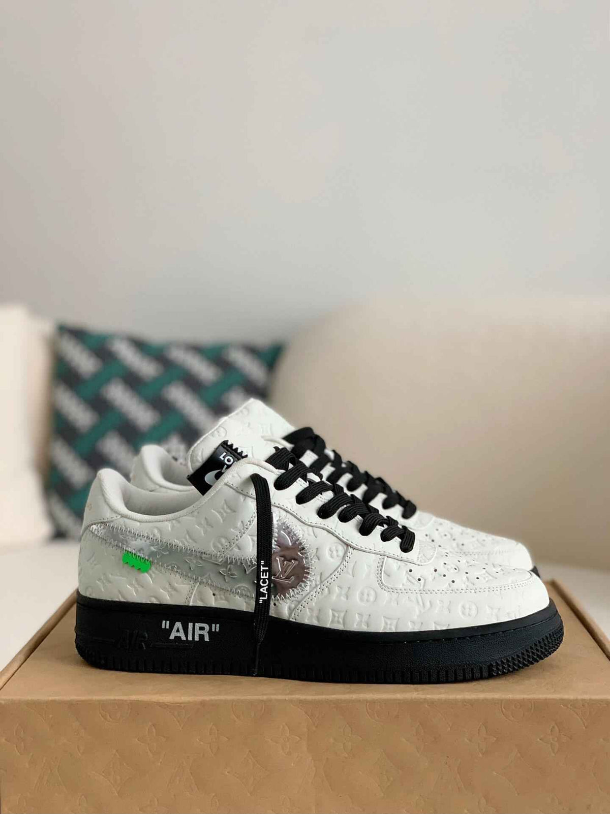 Custom Air Force 1 Low – White & Metallic Silver with Black Sole