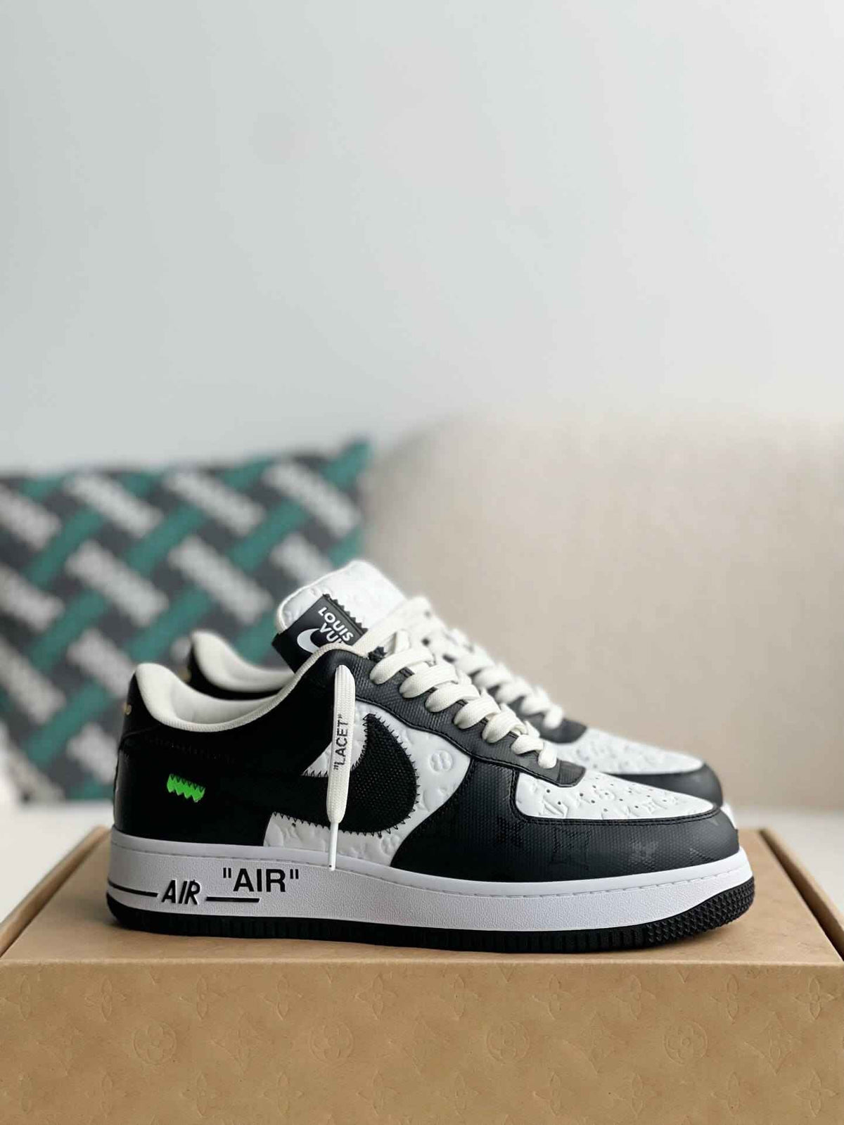 Custom Air Force 1 Low – Black & White Monogram Leather