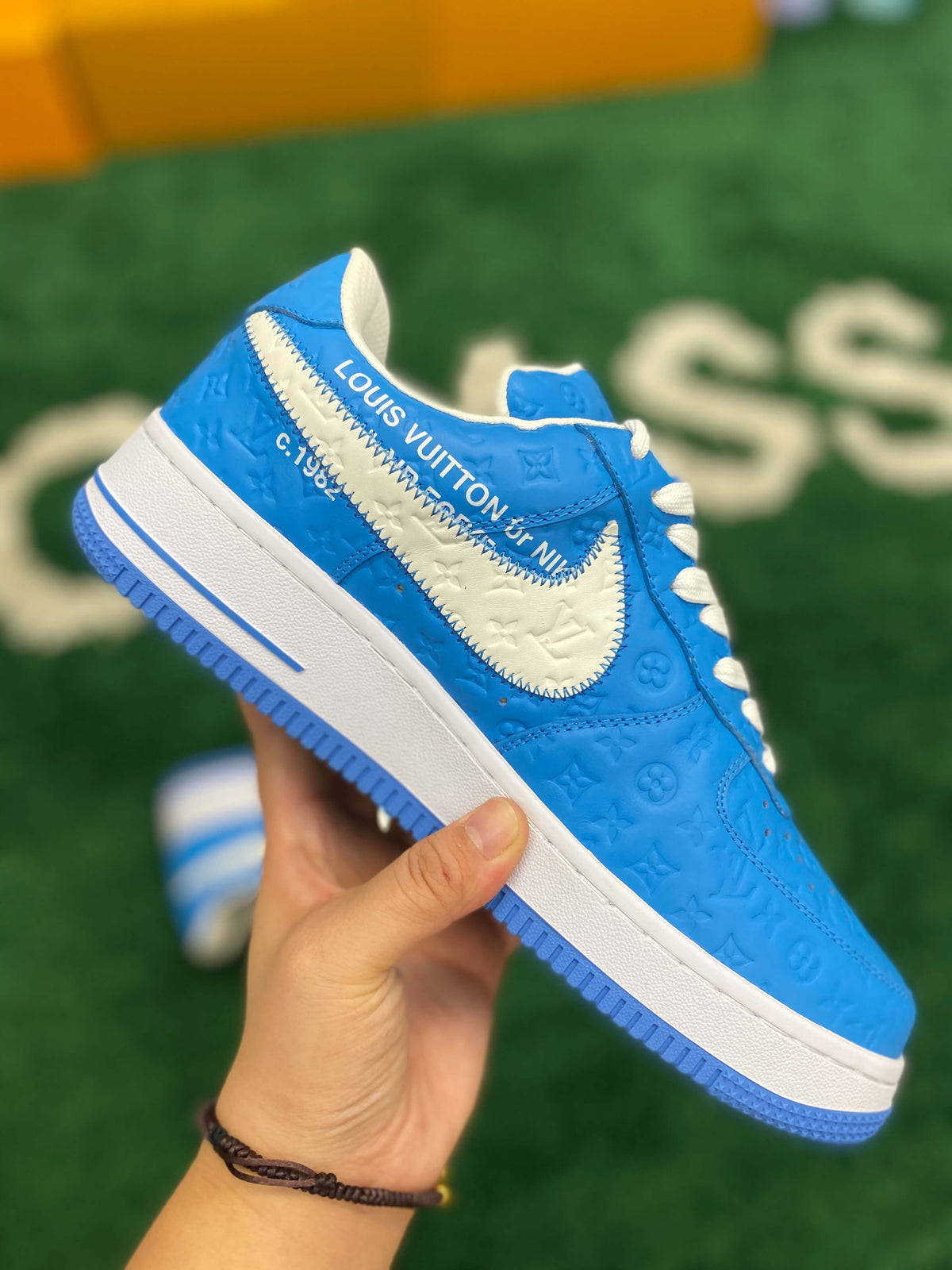 Louis Vuitton x Nike Air Force 1 Low by Virgil Abloh – University Blue Monogram CUSTOM