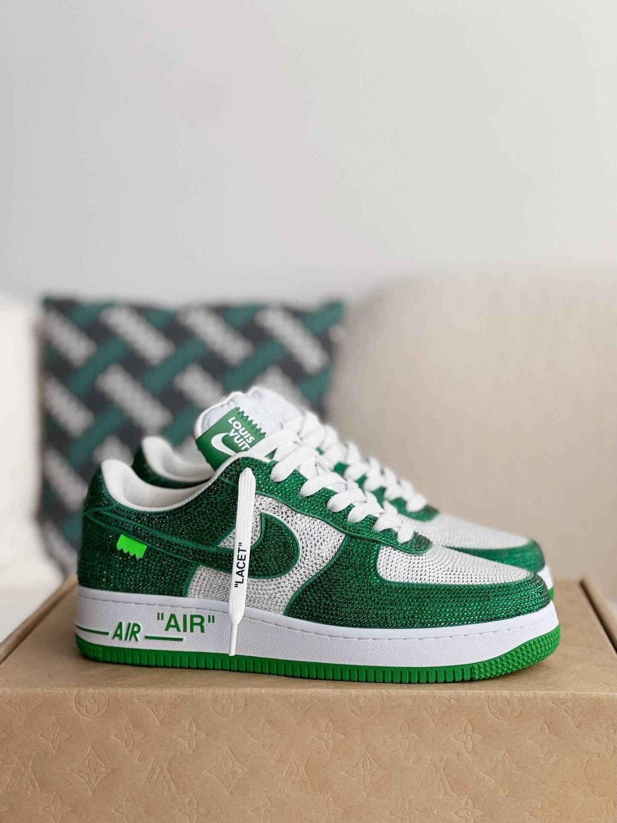Custom Air Force 1 Low – Swarovski Crystal White & Green