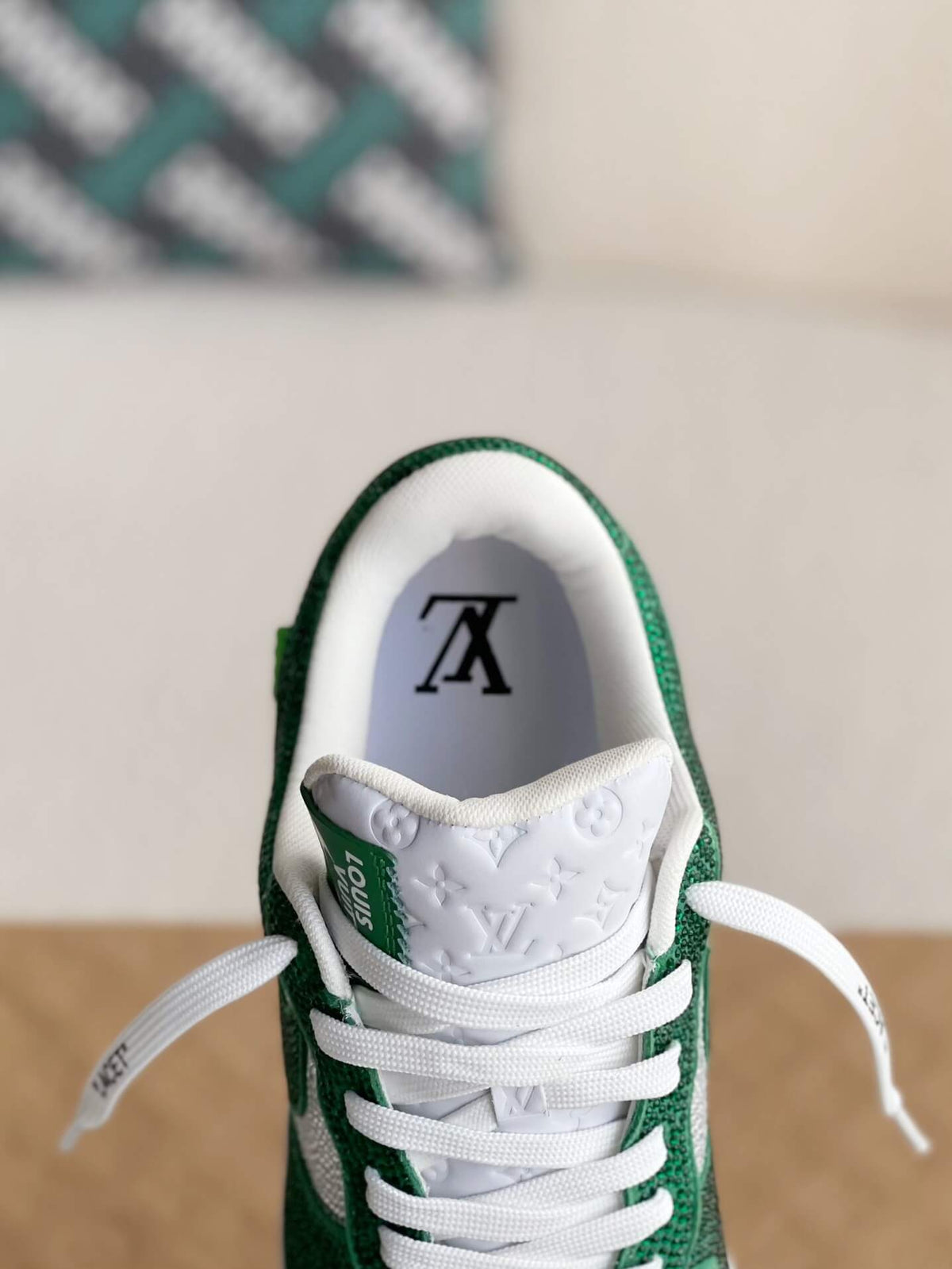 Louis Vuitton x Nike Air Force 1 Low – Swarovski Crystal White & Green CUSTOM