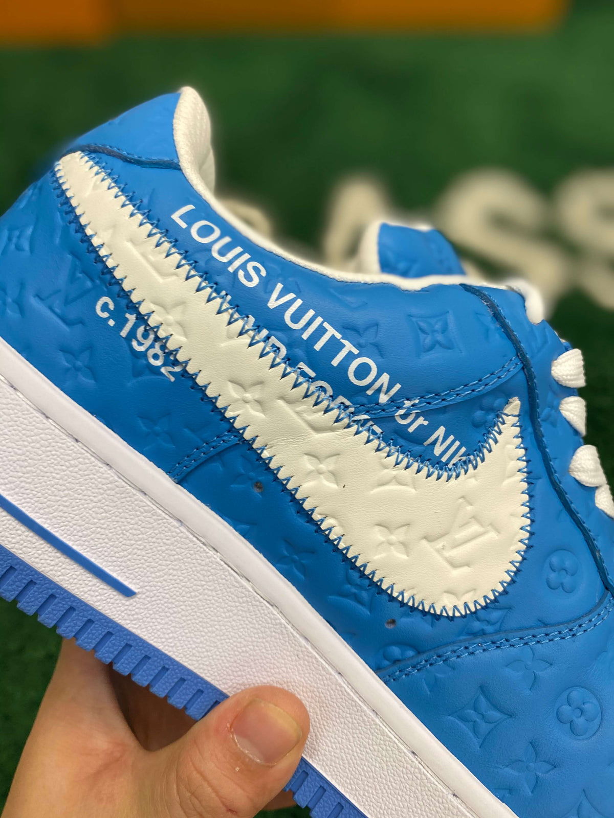 Louis Vuitton x Nike Air Force 1 Low by Virgil Abloh – University Blue Monogram CUSTOM