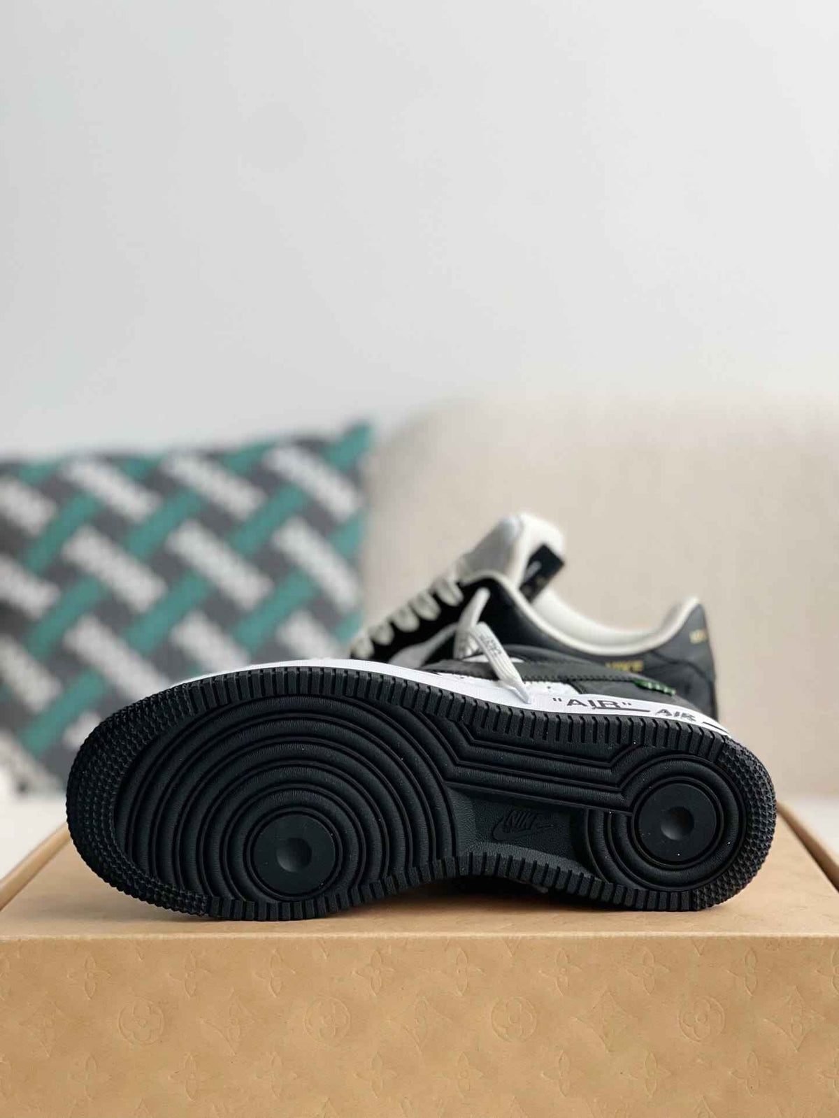 Custom Air Force 1 Low – Black & White Monogram Leather