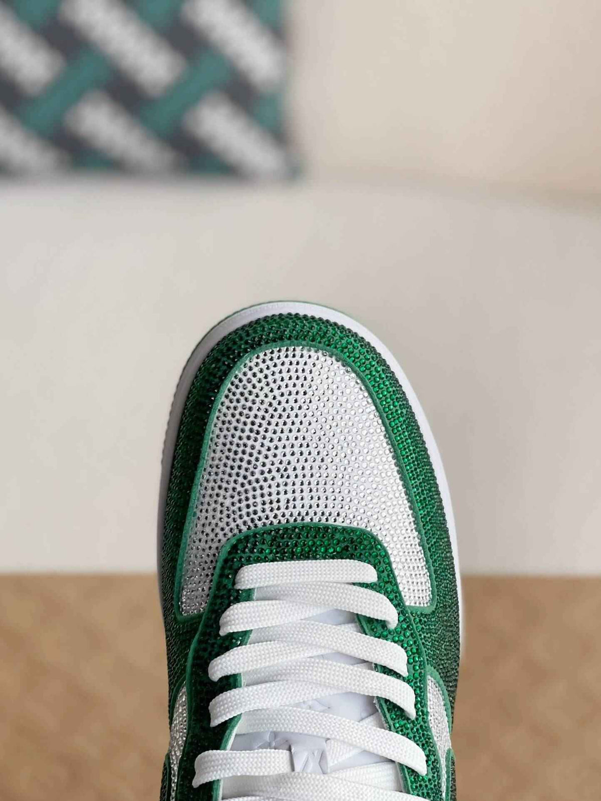 Custom Air Force 1 Low – Swarovski Crystal White & Green