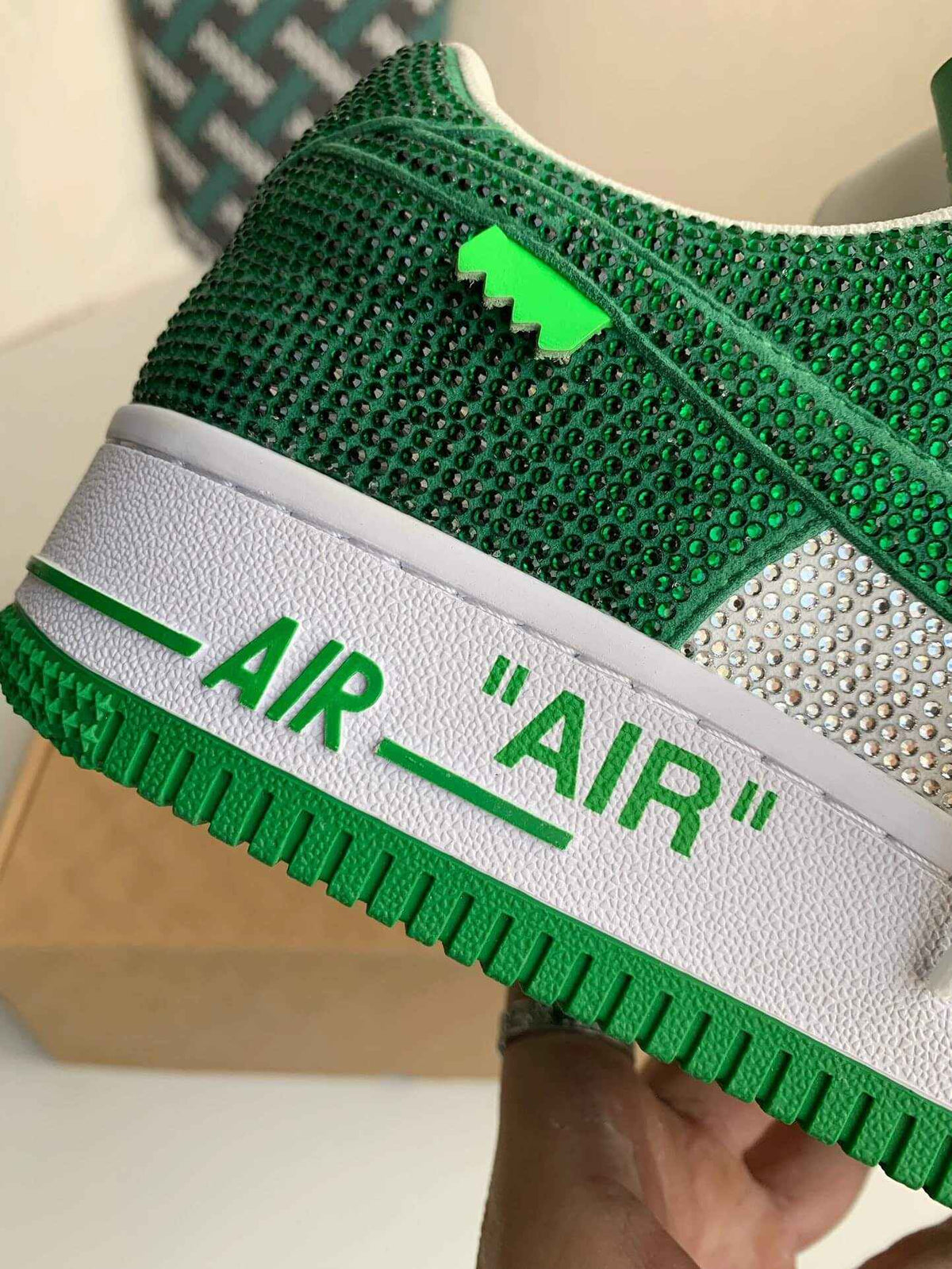Custom Air Force 1 Low – Swarovski Crystal White & Green