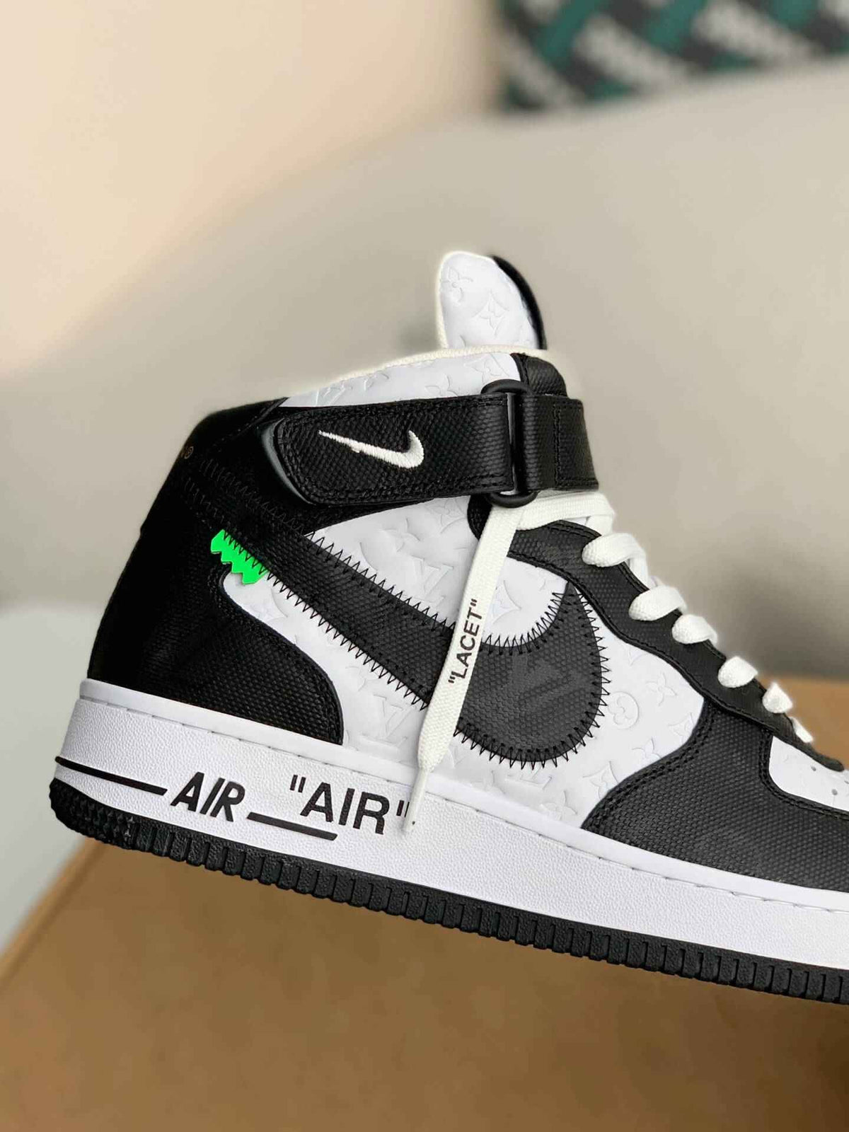 Custom Air Force 1 Mid – White & Black Monogram Leather
