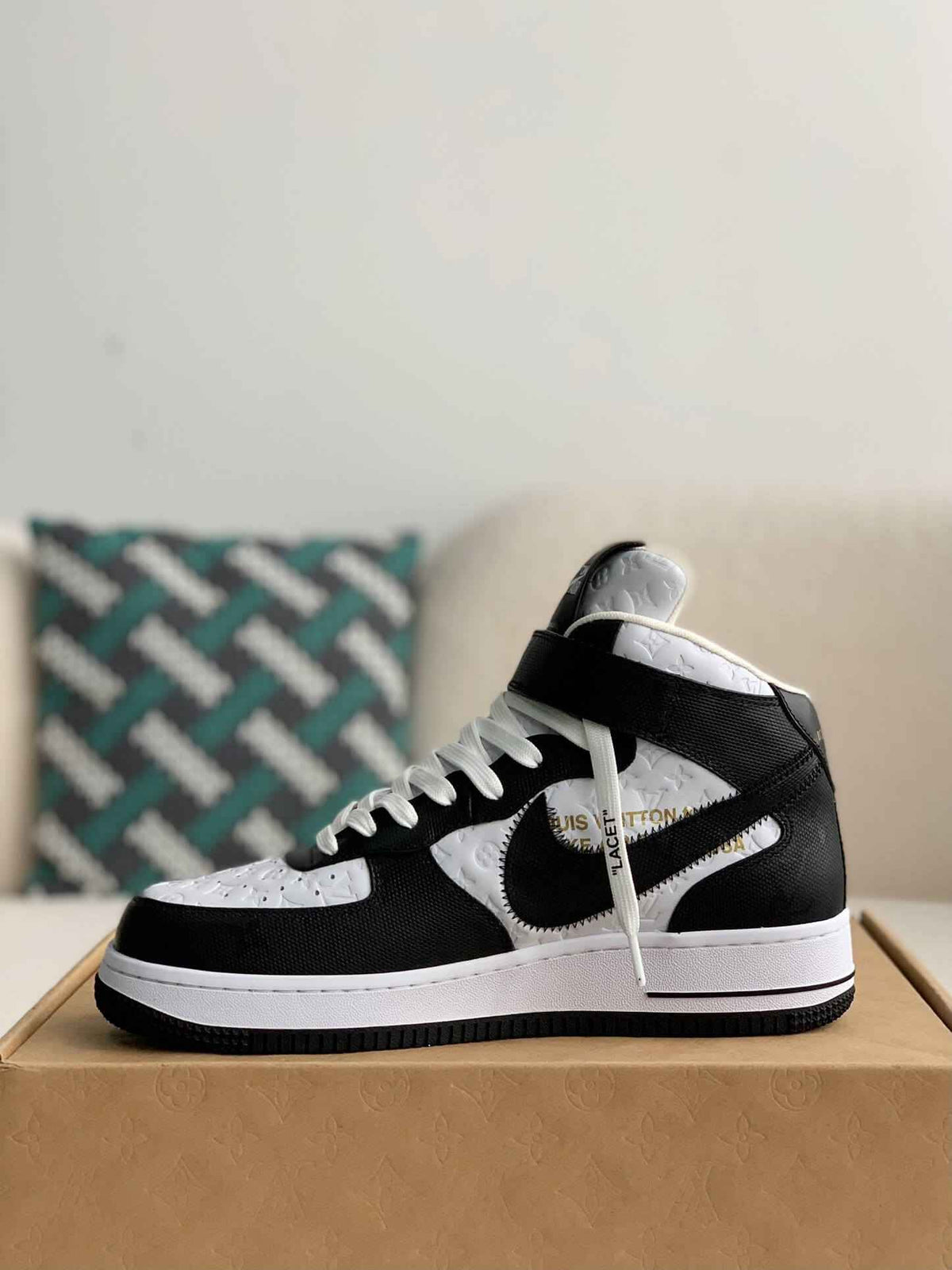 Custom Air Force 1 Mid – White & Black Monogram Leather