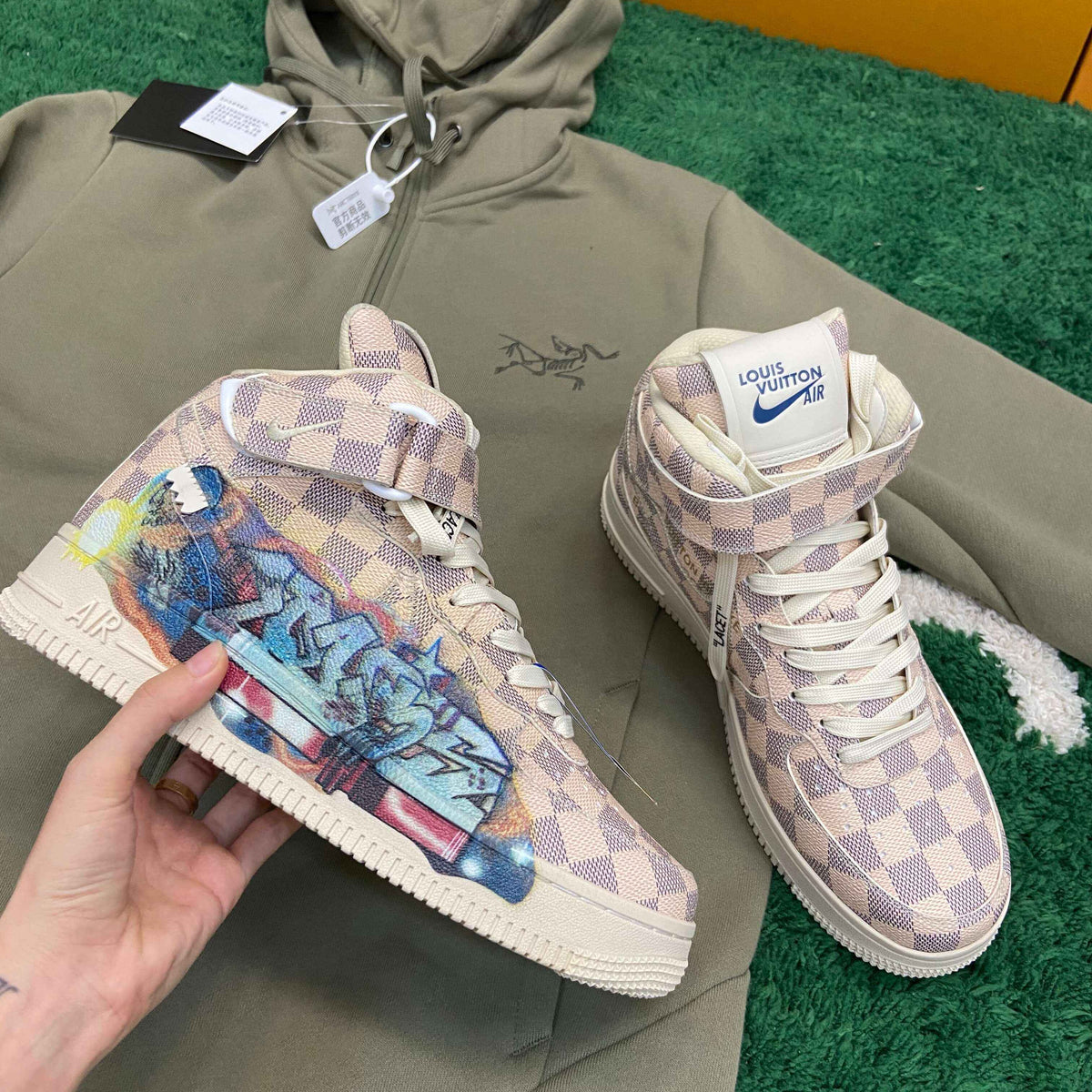 Air Force 1 Mid by Virgil Abloh – Damier Azur Graffit