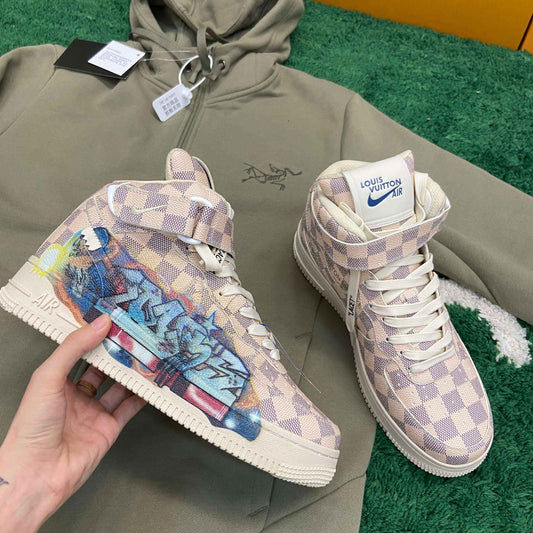 Air Force 1 Mid by Virgil Abloh – Damier Azur Graffit