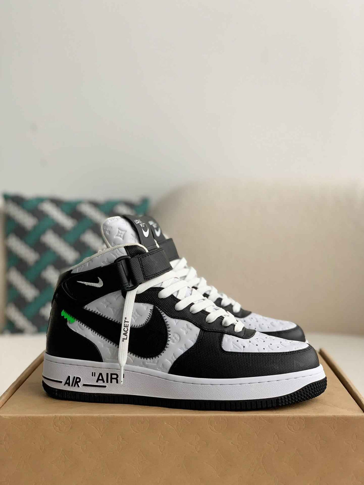 Custom Air Force 1 Mid – White & Black Monogram Leather